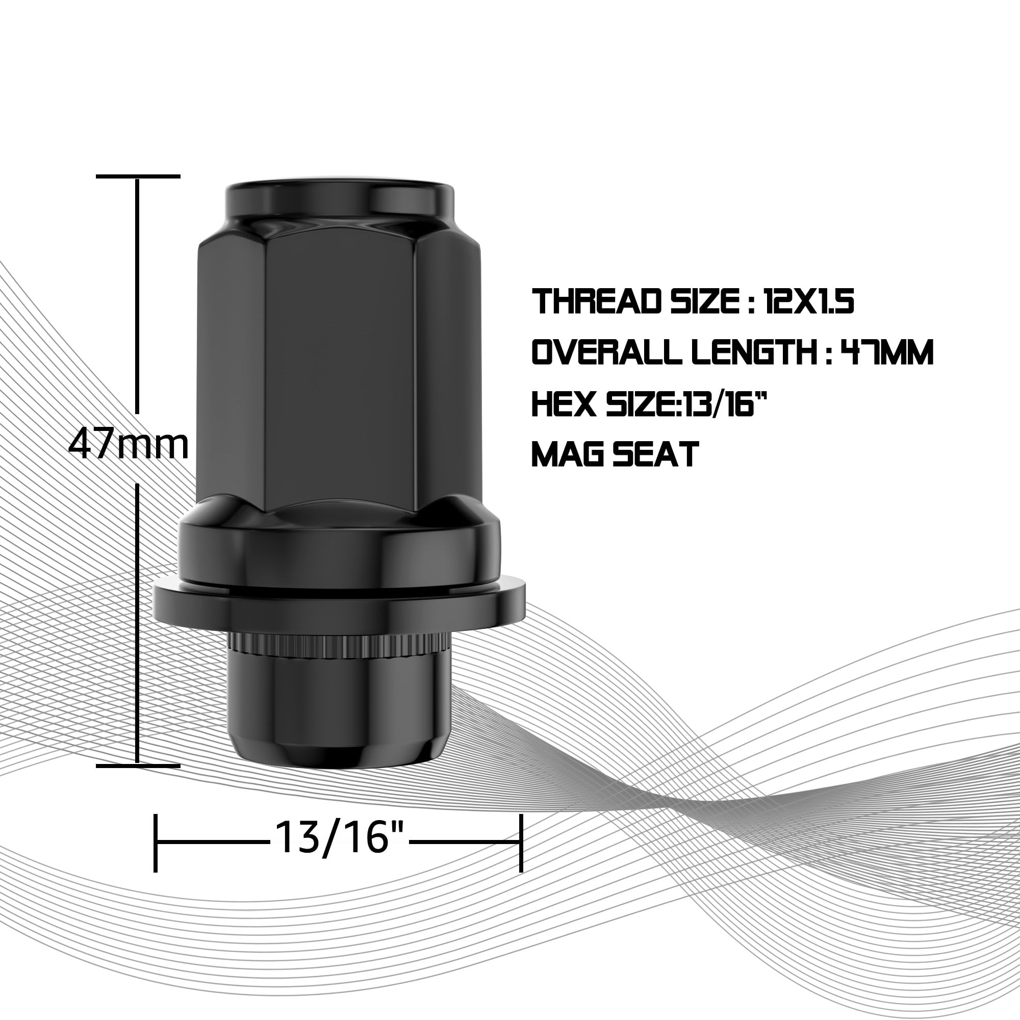 Flycle 24Pcs 12x1.5 OEM Factory Style Wheel Lug Nuts, for Tacoma 4runner FJ Cruiser GX460 GX470, 13/16'' (21mm) Hex 1.85 inch Tall Mag Washer Black Lug Nut