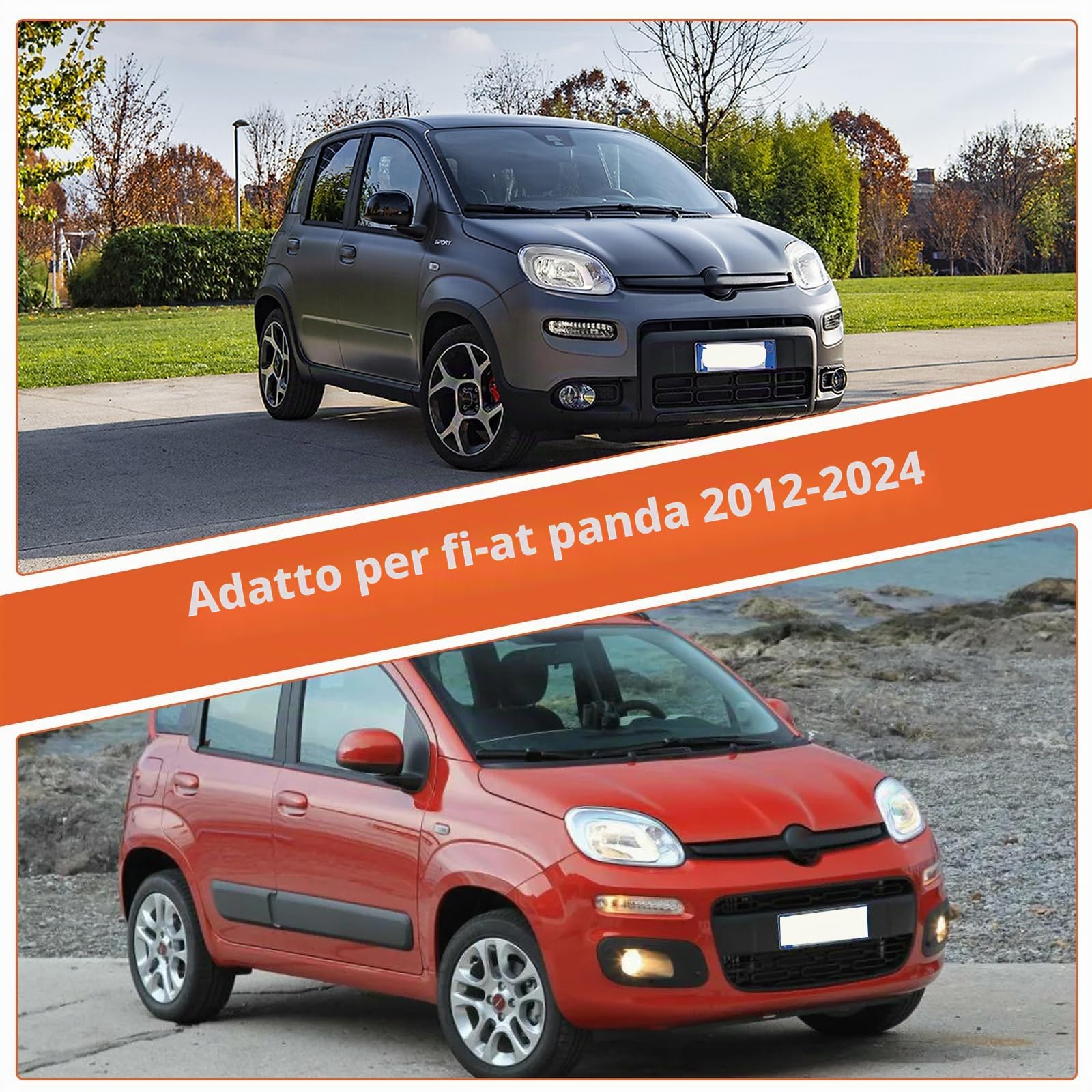 Telo copriauto impermeabile per Fiat Panda 2012-2024, 6 strati per esterni, per tutte le stagioni, protezione da sole, pioggia, UV, polvere, con cerniera per portiera, foderato in cotone, cinghia