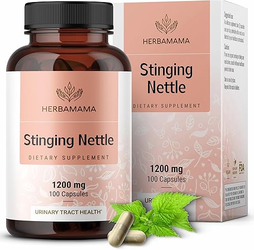 HERBAMAMA Cápsulas de ortiga picante, 1200 mg de extracto de raíz de ortiga para apoyo del tracto urinario, vegano, sin OMG, suplemento Urtica Dioica