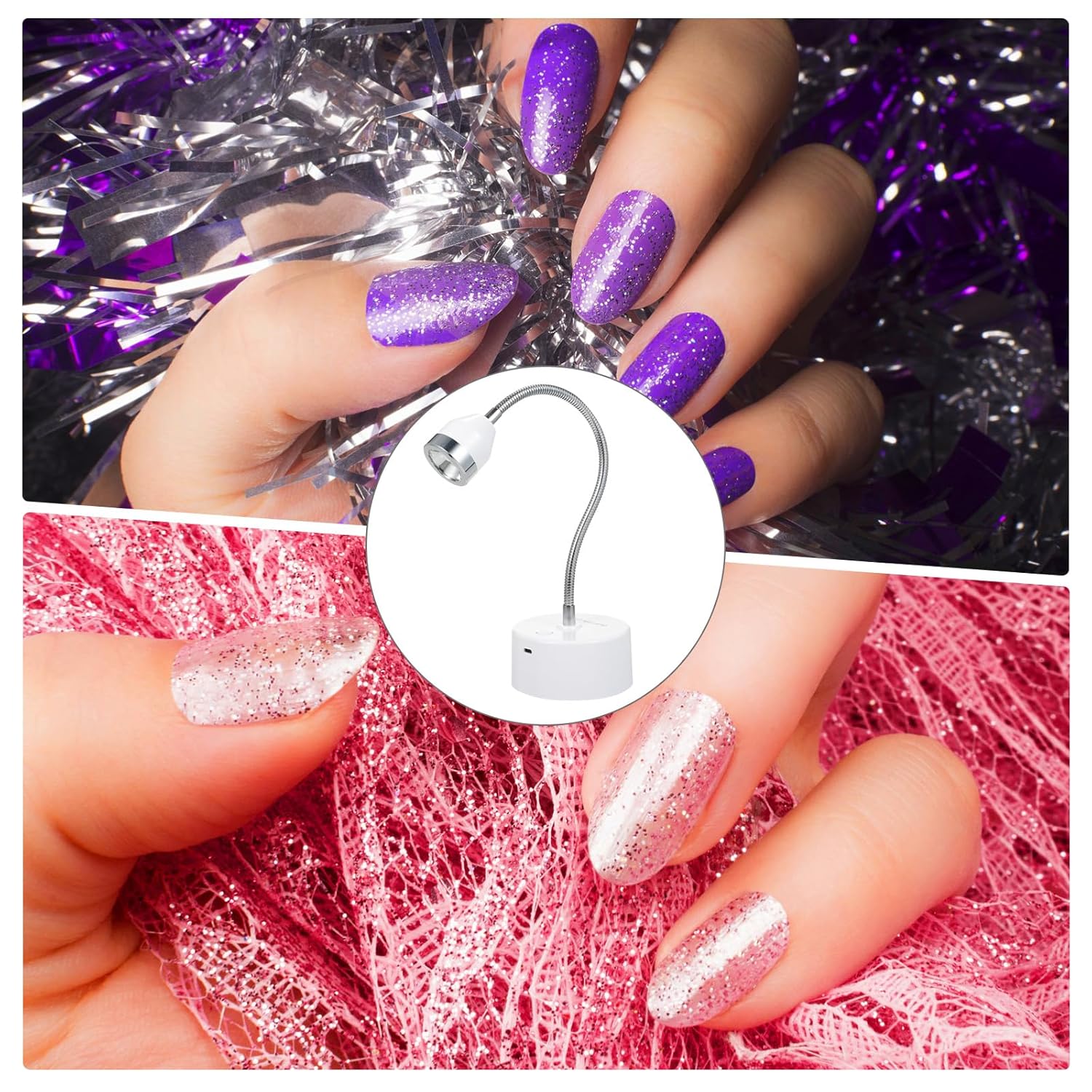 Portable Nail Lamp Gel Polish Nail Dryer Rechargeable Nail Glue Curing Lamp LED Therapy Light Touch Control for Home Nail Salon Use