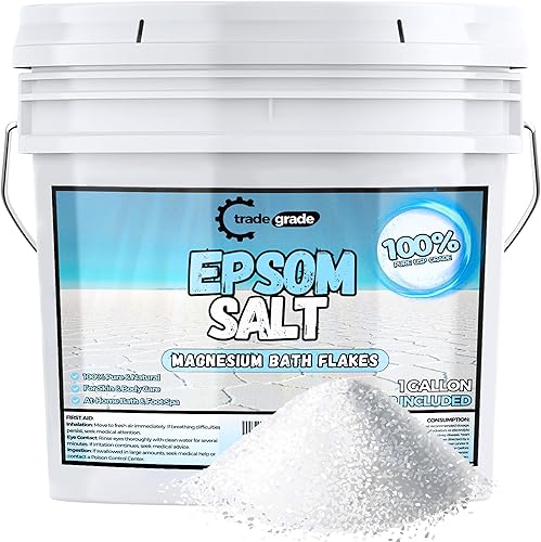 TradeGrade Sal de Epsom – Sulfato de magnesio puro para remojo y relajación – Recuperación muscular, bienestar y alivio del estrés – Incluye cubo