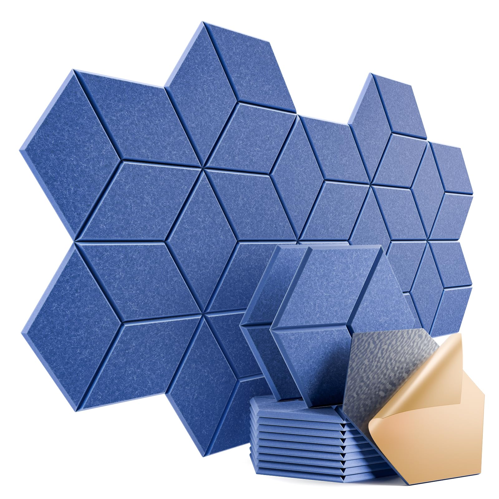 12 Pack Self-Adhesive Acoustic Panels 12" X 10" X 0.4" - Sound Proof Foam Panels with High Density, Y-Lined Design, Flame Resistant, Absorb Noise and Eliminate Echoes(Sky Blue)