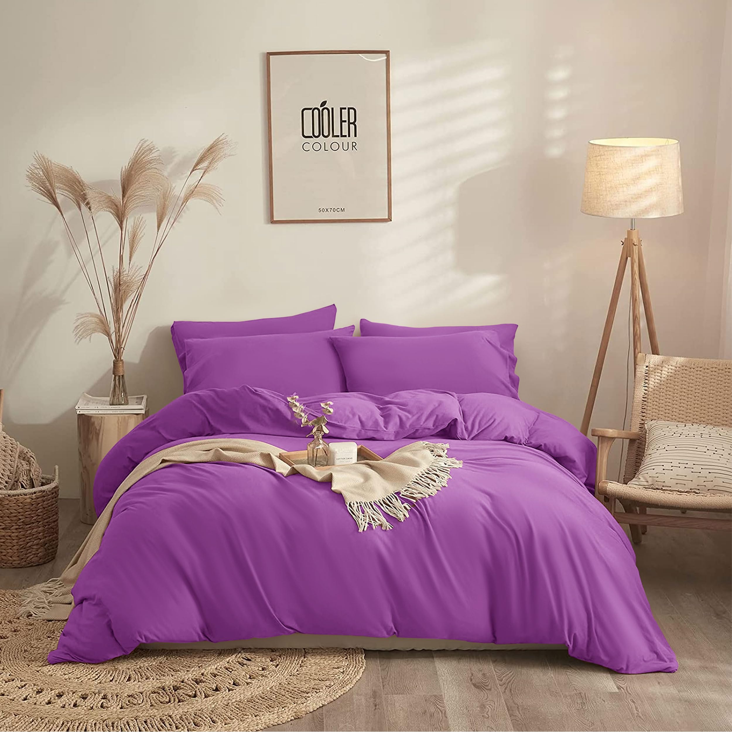 Yorkshire Bedding Duvet Cover Sets, Soft & Breathable Brushed Microfibre Plain Double Duvet Cover with Pillow cases