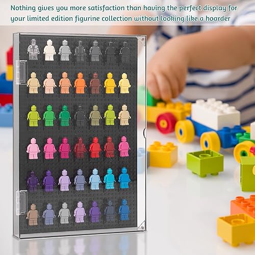 Miniatura 7 de JOYMOMO Vitrina de minifiguras de acrílico para montaje en pared, exhibe y protege tu colección de minifiguras de bloques de construcción (sin