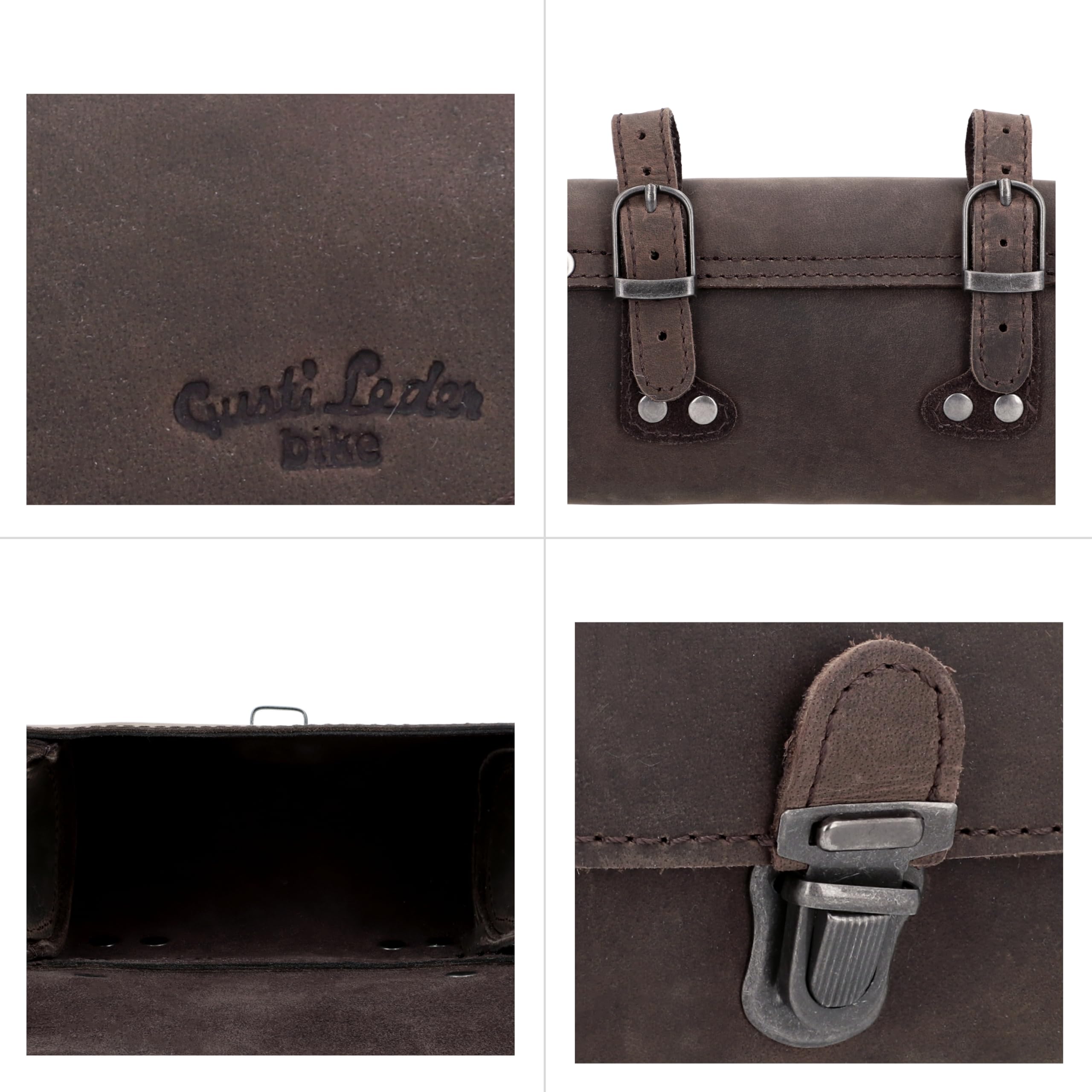 Gusti Borsa da Sella Wolfgang L. - Borsa da Manubrio per Bici in Pelle Vintage Marrone
