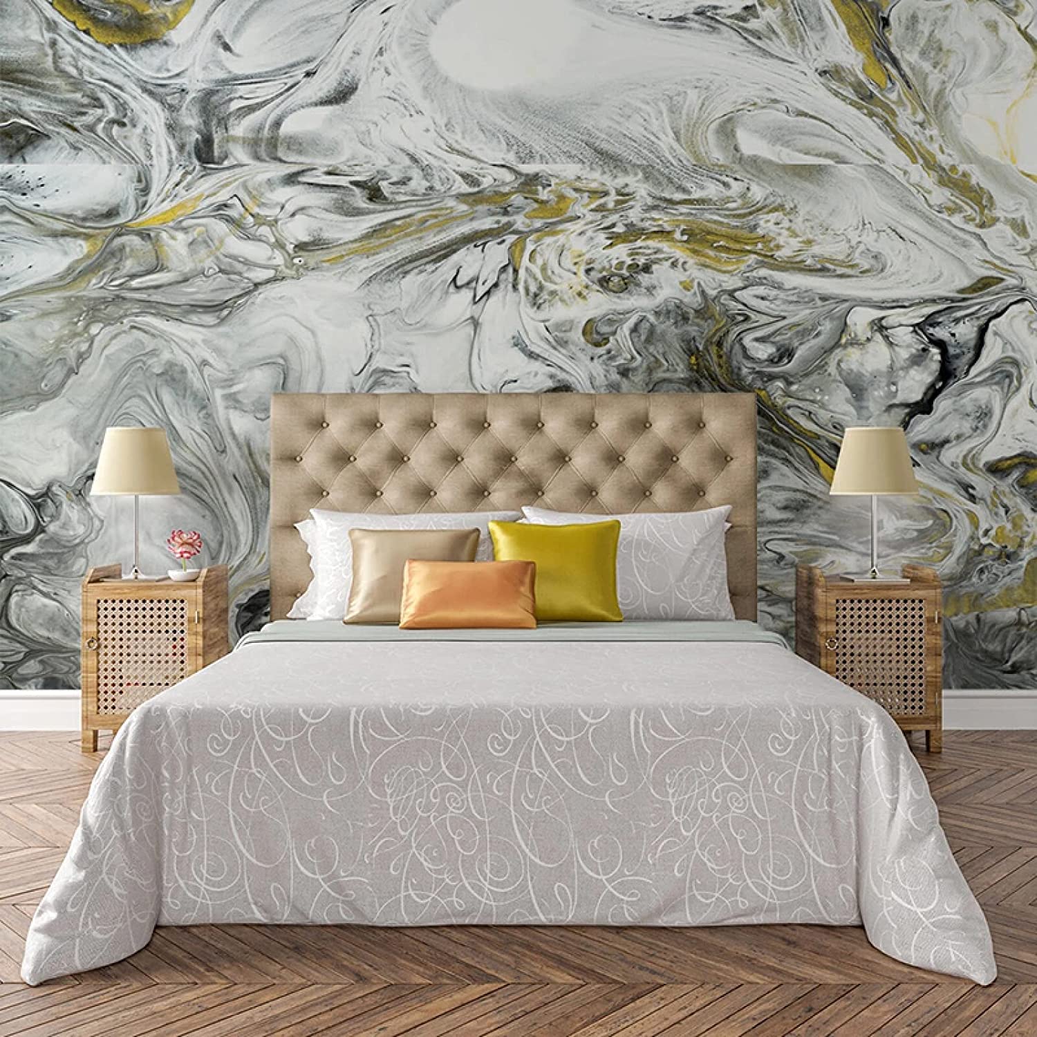 Mural De Papel Pintado 3D Paisaje Abstracto De Tinta Efecto 3D Peel And Stick Extraíble Para Sala De Estar, Oficina, Dormitorio, Habitación De Los Niños, Comedor, Pasillo, Póste 350(ancho)x256(alto)cm