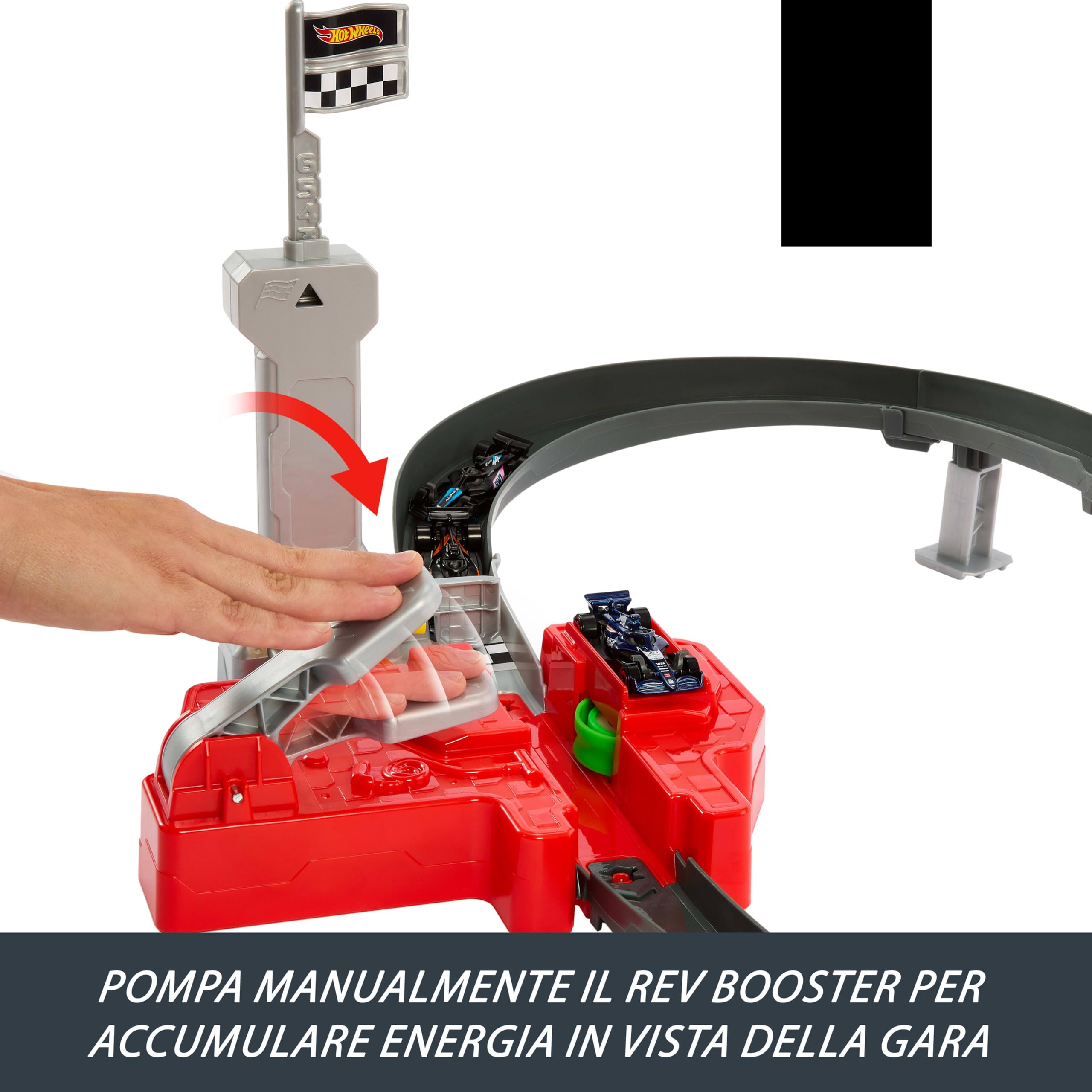 Hot Wheels Racing - Circuito Sprint Formula 1, set pista a due modalità di gioco e con 3 veicoli F1 inclusi, McLaren F1 Team, Alpine e VCARB, giocattolo per bambini, 4+ anni, JDY15