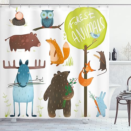 Miniatura 65 de Ambesonne Cortina de ducha amarilla, inspirada en pícnic, temática de los años 50, 60 y 70, estampado de lunares retro, juego de decoración de baño