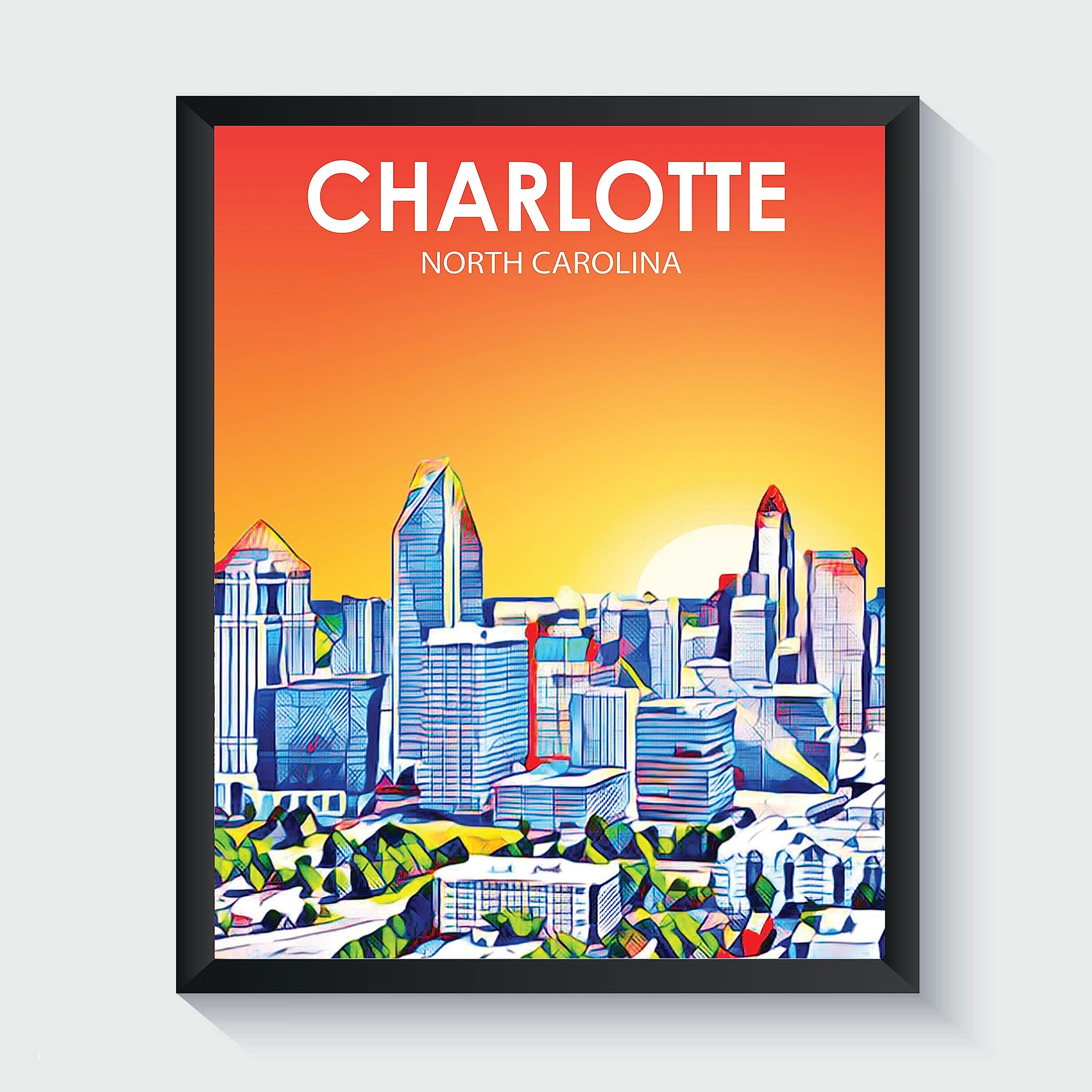 Amazon.com: Charlotte North Carolina Art Poster Print, Charlotte