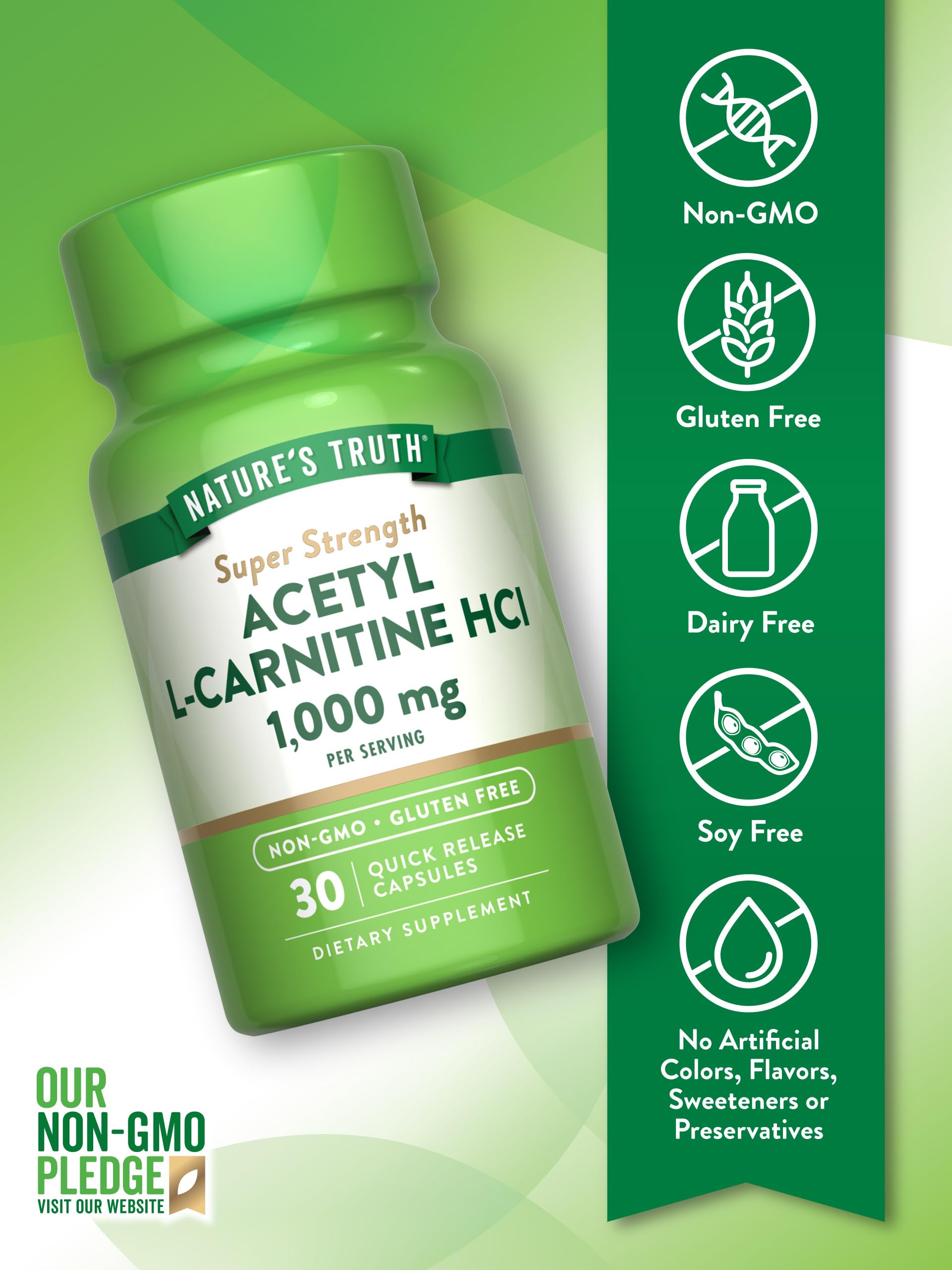 Amazon.com: Nature's Truth Acetyl L-Carnitine 1000mg | 30 Capsules | Super  Strength