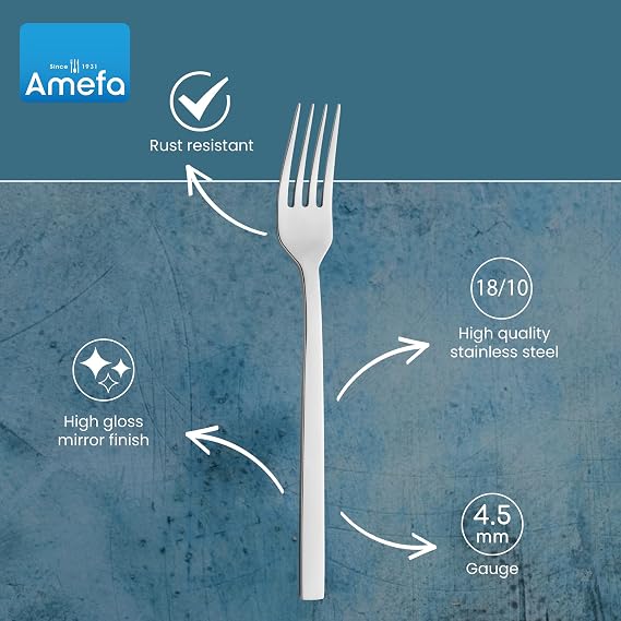 Amefa Cube 20-Piece Flatware, Set for 4 Stainless Steel Silverware with High-Gloss Mirror Finish, Ergonomic Handles, Rust-Resistant Cutlery with Dinner Forks, Knives, Spoons, Salad Forks & Teaspoons
