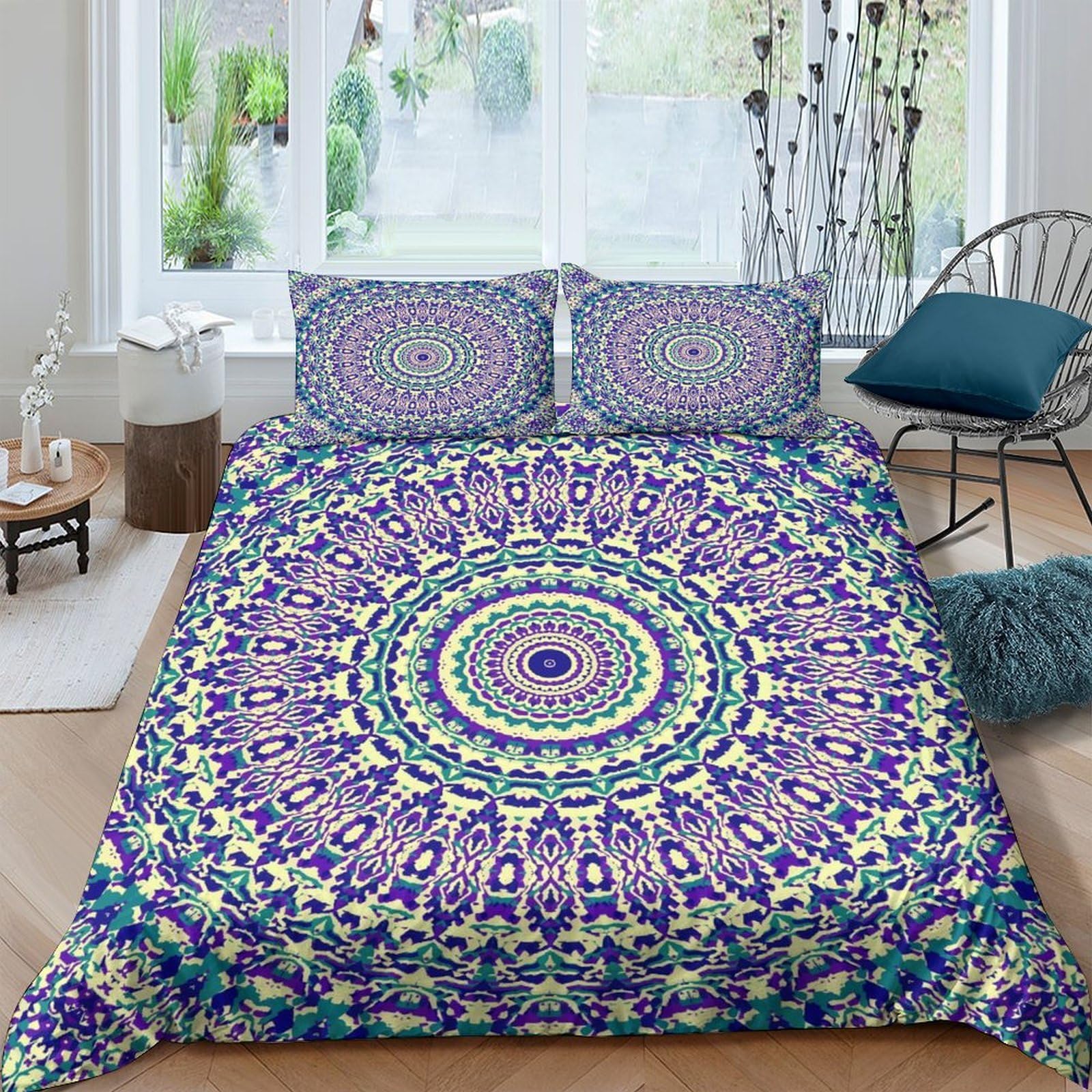 Ctjqhvkz Style-7 3D Printed Mandala Boho Fitted Sheet Microfiber Soft Breathable Geometric Flower Mattress Cover For Bedroom Dorm Decor Single（135X200cm）