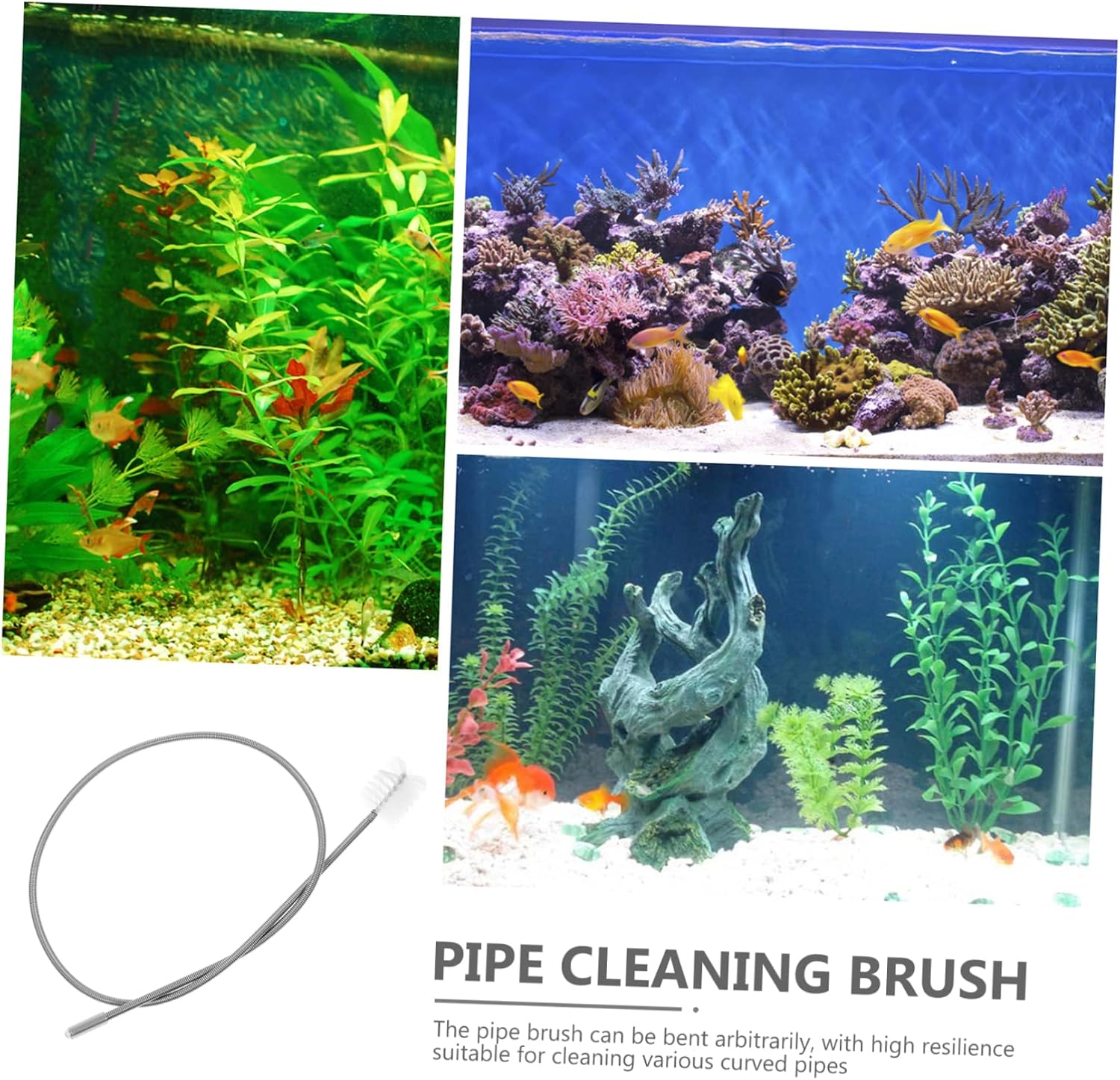 NOLITOY 3pcs Portable Fish Tank Cleaning Brush Spring Pipe Cleaner Rotating Bristles Aquarium Accessory for Inlet Outlet Lightweight and Flexible Design for Easy Use