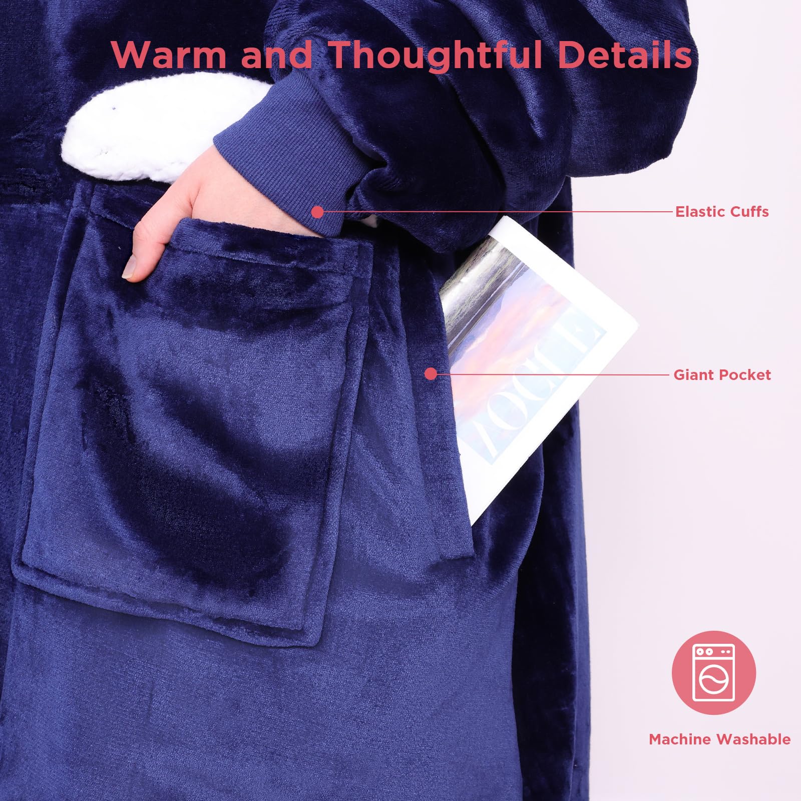 PanxHome Coperta con Maniche, 480GSM Coperta Indossabile, Taglia Unica XI-5XL, Plaid con Maniche Donna Uomo, Plaid Divano, Coperta TV