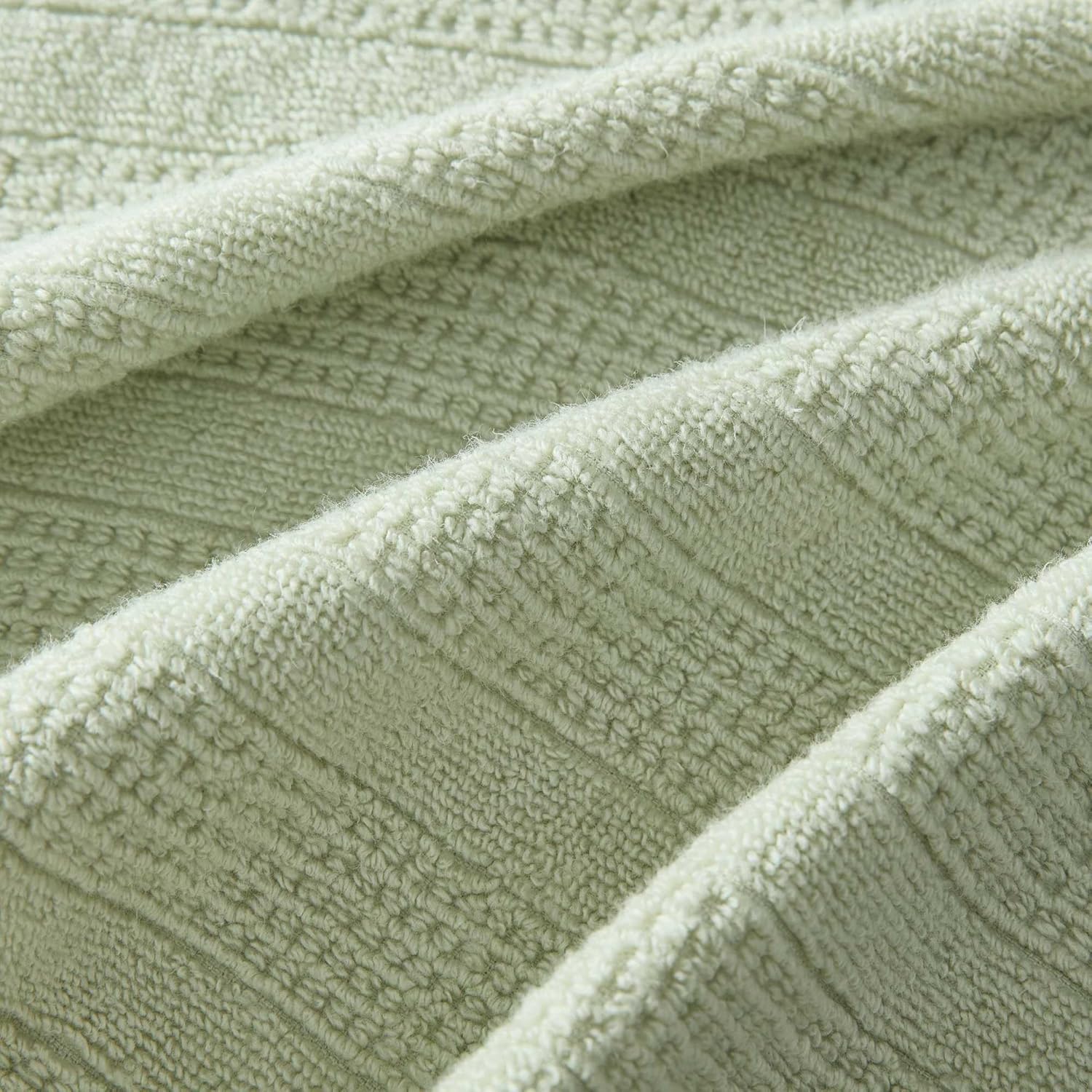 Martha Stewart - Bath Towels, Soft & Absorbent 100% Cotton Towels, Solid 500 GSM, 6-Piece Bathroom Towel Set with Textured Weave (Bedford Cottage Green)