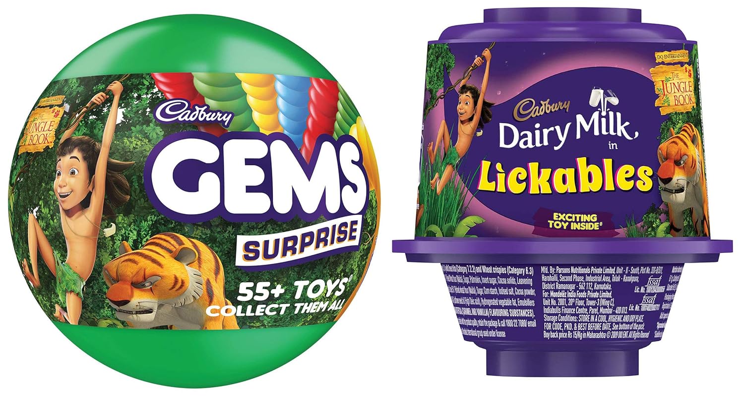 Cadbury Gems Surprise Chocolate Pack, 17.8 gm (Pack of 6) + Cadbury