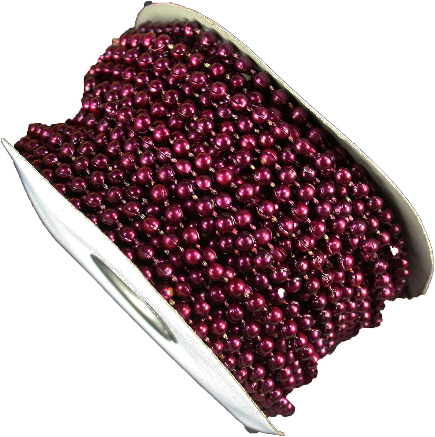 Dreampartycreation 4MM Faux Pearl Plastic Beads 3 Rolls 24 Yards (per roll) on a String Craft Roll Bulk Buy!!! (Burgundy)