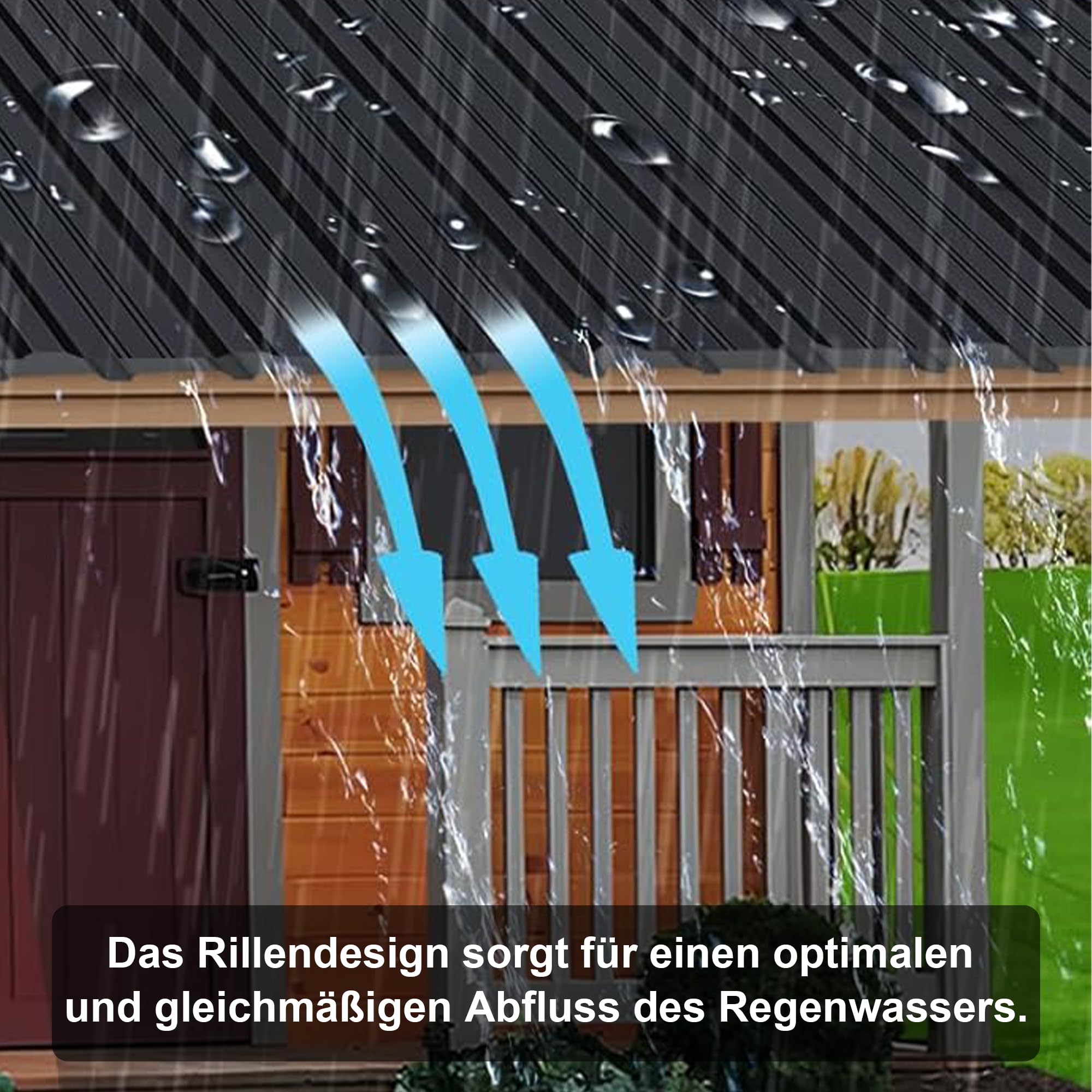24PCS Trapezblech Dachplatten 115x45CM, Schwarz Verzinkter Stahl 0,25mm Profilblech für Dächer Geräteschuppen Carports Wandverkleidungen