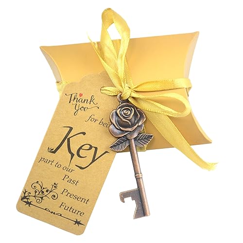 Makhry 50 Set Skeleton Rose Key Bottle Openers with Candy