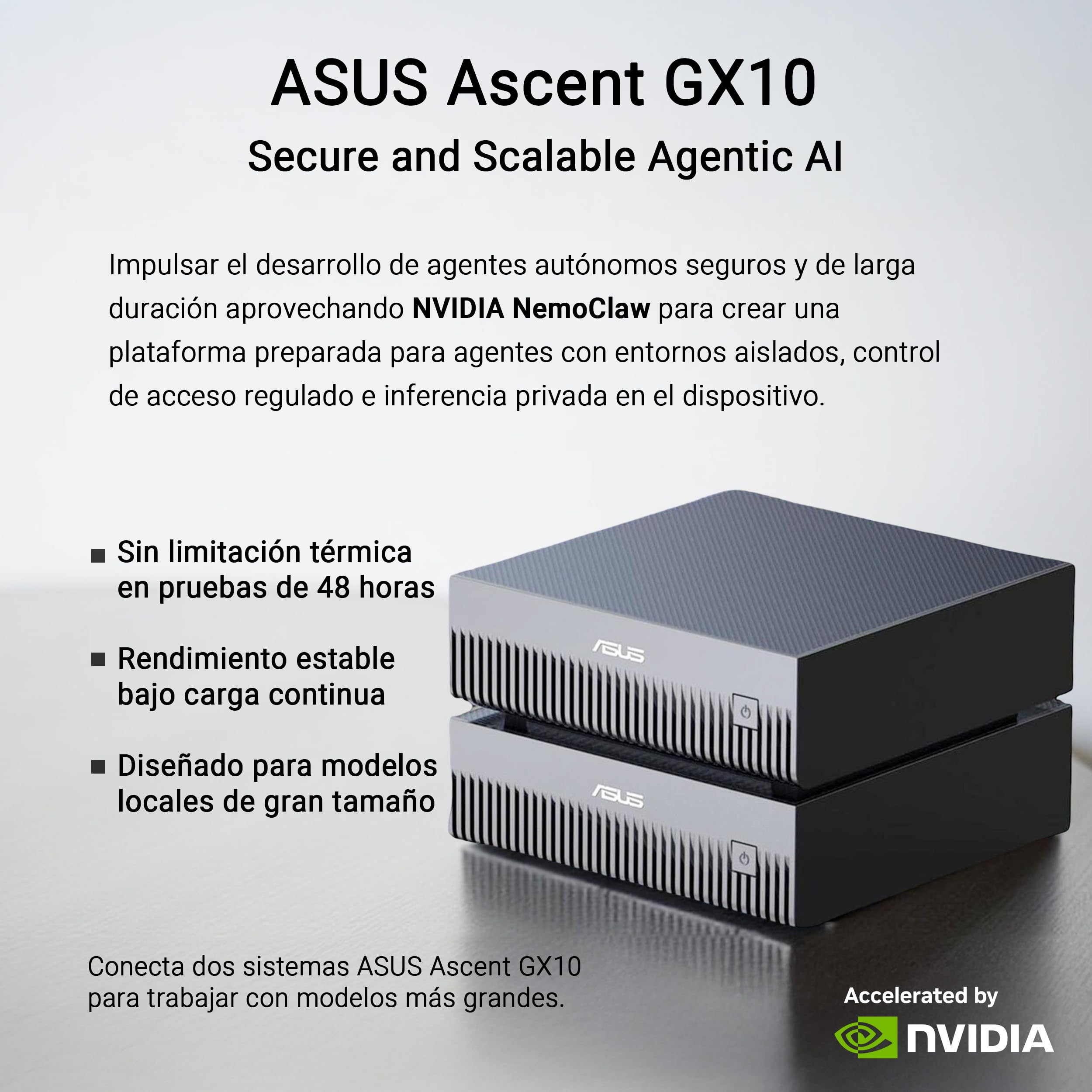 ASUS Ascent GX10 Ordenador de sobremesa 128GB LPDDR5X 1TB SSD NVIDIA GB10 Blackwell GPU