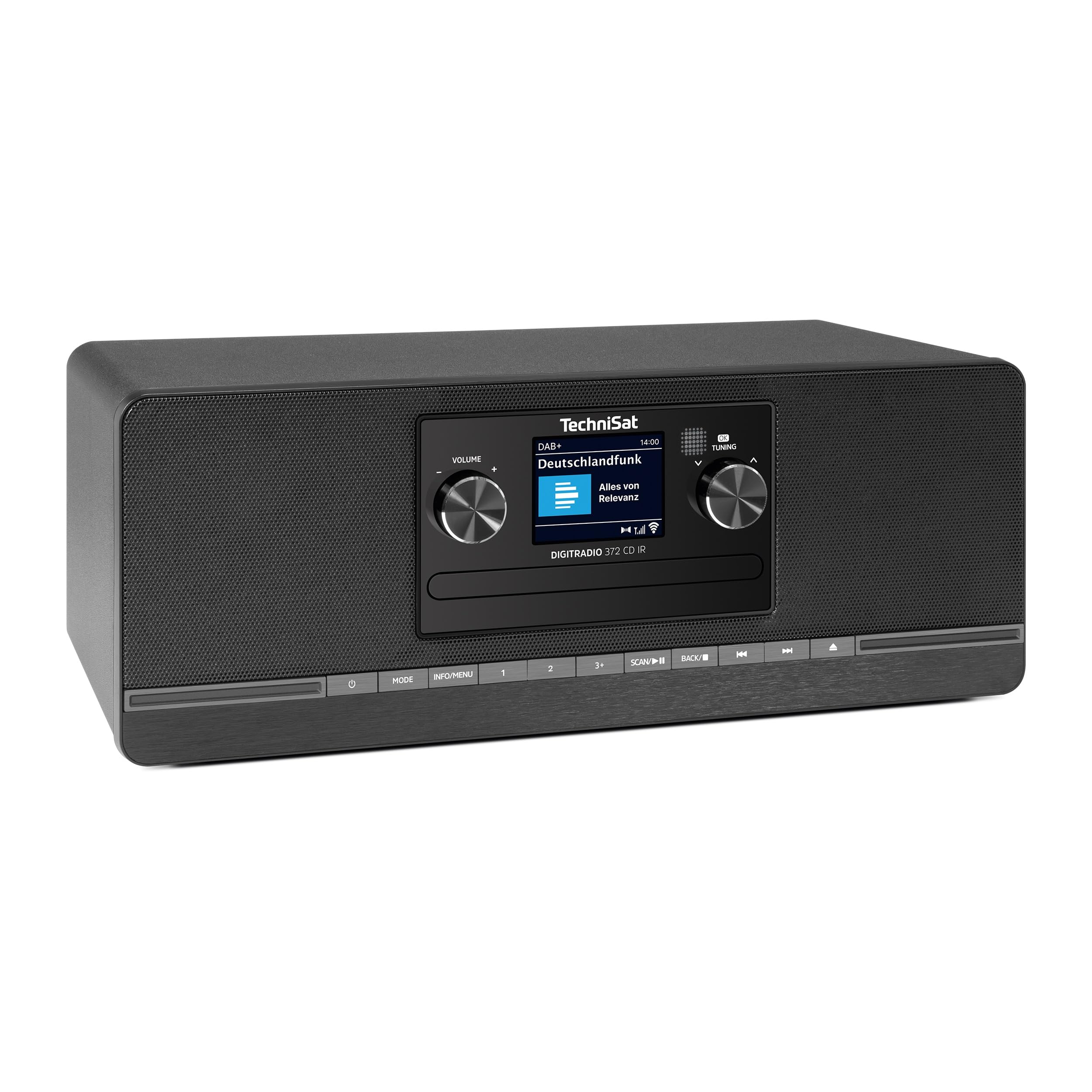 TechniSat DIGITRADIO 372 CD IR – stereofoniczne radio internetowe z DAB+, FM, odtwarzaczem CD, Wi-Fi, Bluetooth, kolorowym wyświetlaczem, USB, AUX, wyjściem słuchawkowym, 10 W, aplikacją, pilotem