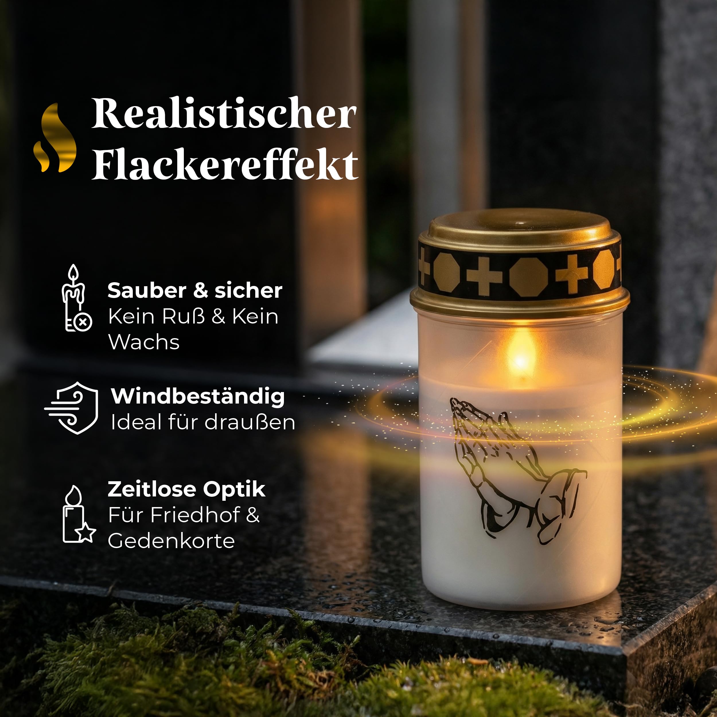 Novaliv Grablicht LED 5 Stück weiss Dauerbrenner Grablicht LED Kerzen Outdoor Grabkerze mit Batterie Friedhofskerze Gedenkkerze Grablaterne Ewiges Licht Grableuchte