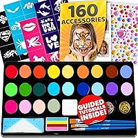Vista 7 de Blue Squid Face Painting Kit for Kids – 18 Colors Kids Face Paint Kit Palette with Stencils & Guided Tutorial, Water Activated Non Toxic Washable