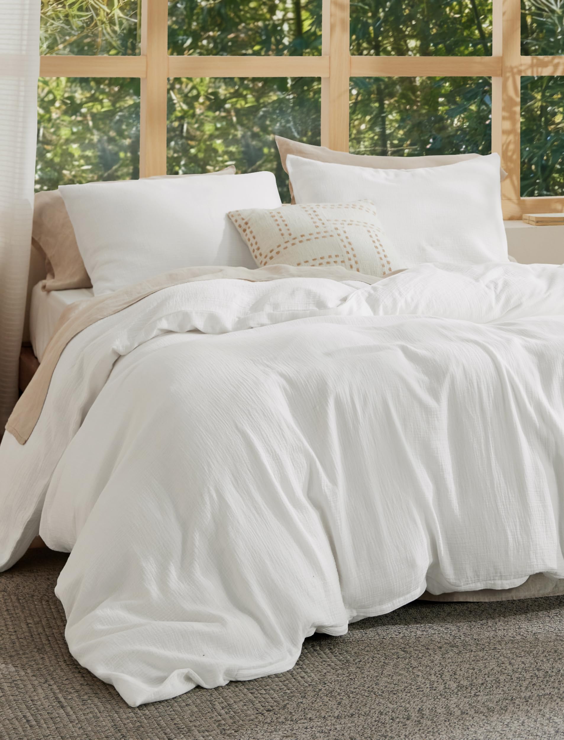 Bedsure PureWoven Muslin Duvet Cover, Cooling Bedding Set for Hot Sleepers