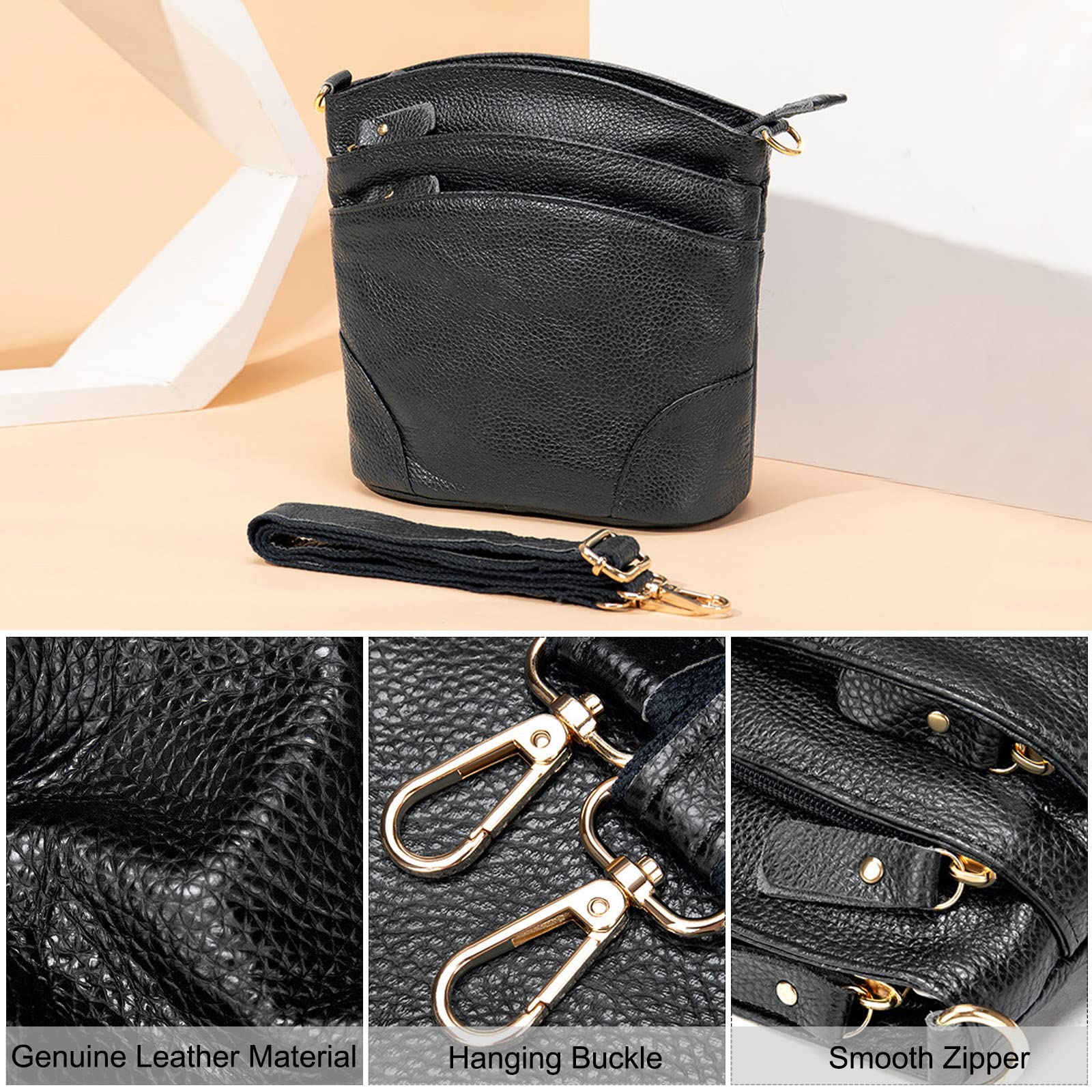FANDARE Borsa a tracolla per cellulare Donna Borsa a Spalla Pelle Mini Telefono Pochette Borsello Phone Crossbody Bag Cellulare Portafogli Borsa Viaggio Borsa a Spalla Nero