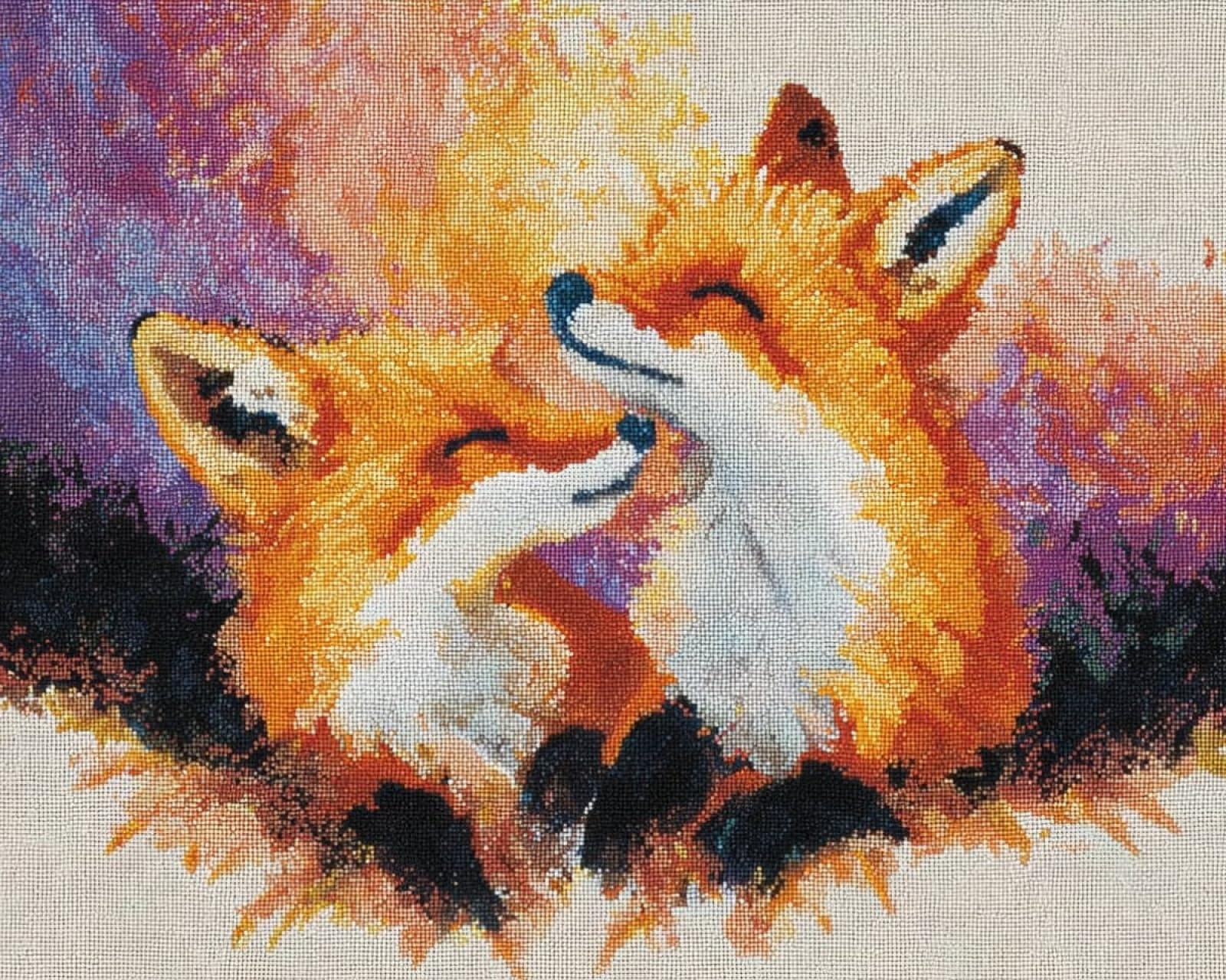 Wallphantom DIY Craft Latch Hook Rug Kits,A Family of Foxes,Printed Carpet Crochet Yarn Kits,Handcraft Cushion Crocheting Hook Home Decoration for Family Friends,55x75cm