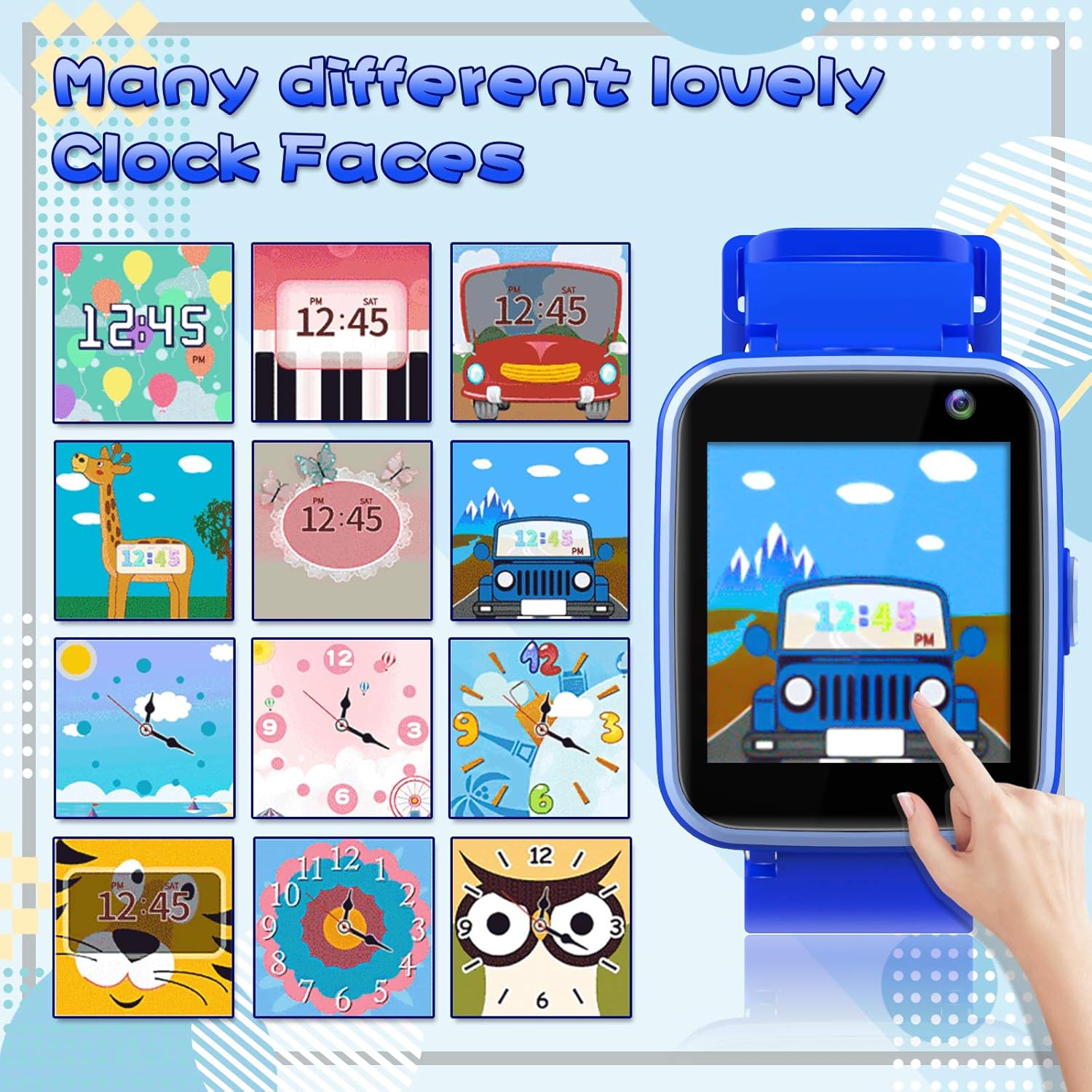 lzndeal Kids Smart Watch with Camera, Children Smartwatches for 3-10 Years Old Boys with Touchscreen, Educational Games, Music Player Learning Toys Christmas Birthday Gifts for Toddler Boys-Navy Blue : Toys & Games