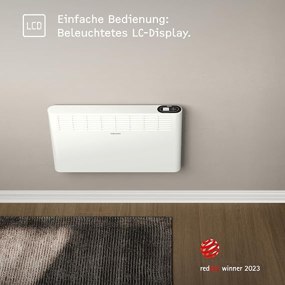 STIEBEL ELTRON 205855 CNS 1000 Plus LCD Wall Convector 1 kW for approx. 12 m² Electric TÜV Approved LCD Display Weekly Timer Energy-Saving White