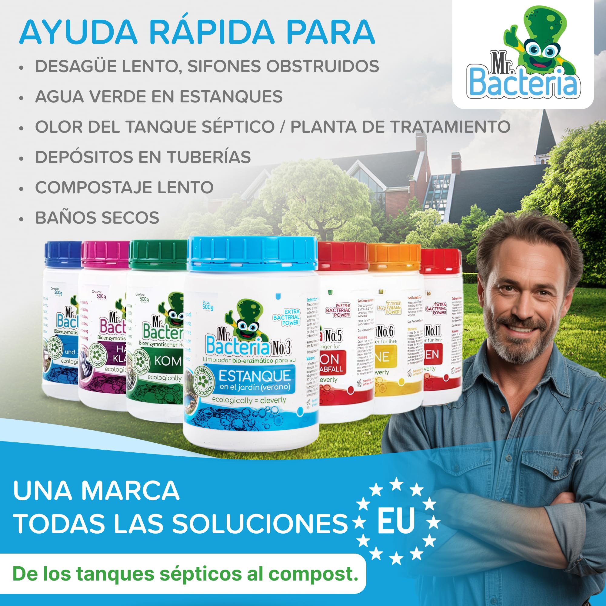 Limpiador de estanques de jardín, producto para el cuidado del estanque, clarificador de agua para limpiar el agua verde en el estanque de jardín, estanque de natación, estanque de peces