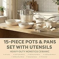 Vista 2 de Gotham Steel Hammered - Juego de utensilios de cocina de cerámica antiadherentes, ollas y sartenes antiadherentes con utensilios de cocina