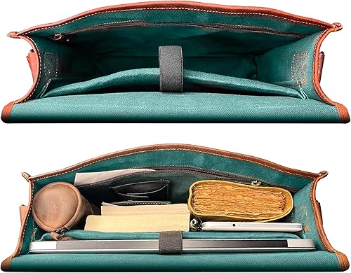 Miniatura 5 de RUSTIC TOWN Bolso bandolera de cuero para hombres y mujeres, bolso de hombro de cuero de grano completo para computadora portátil