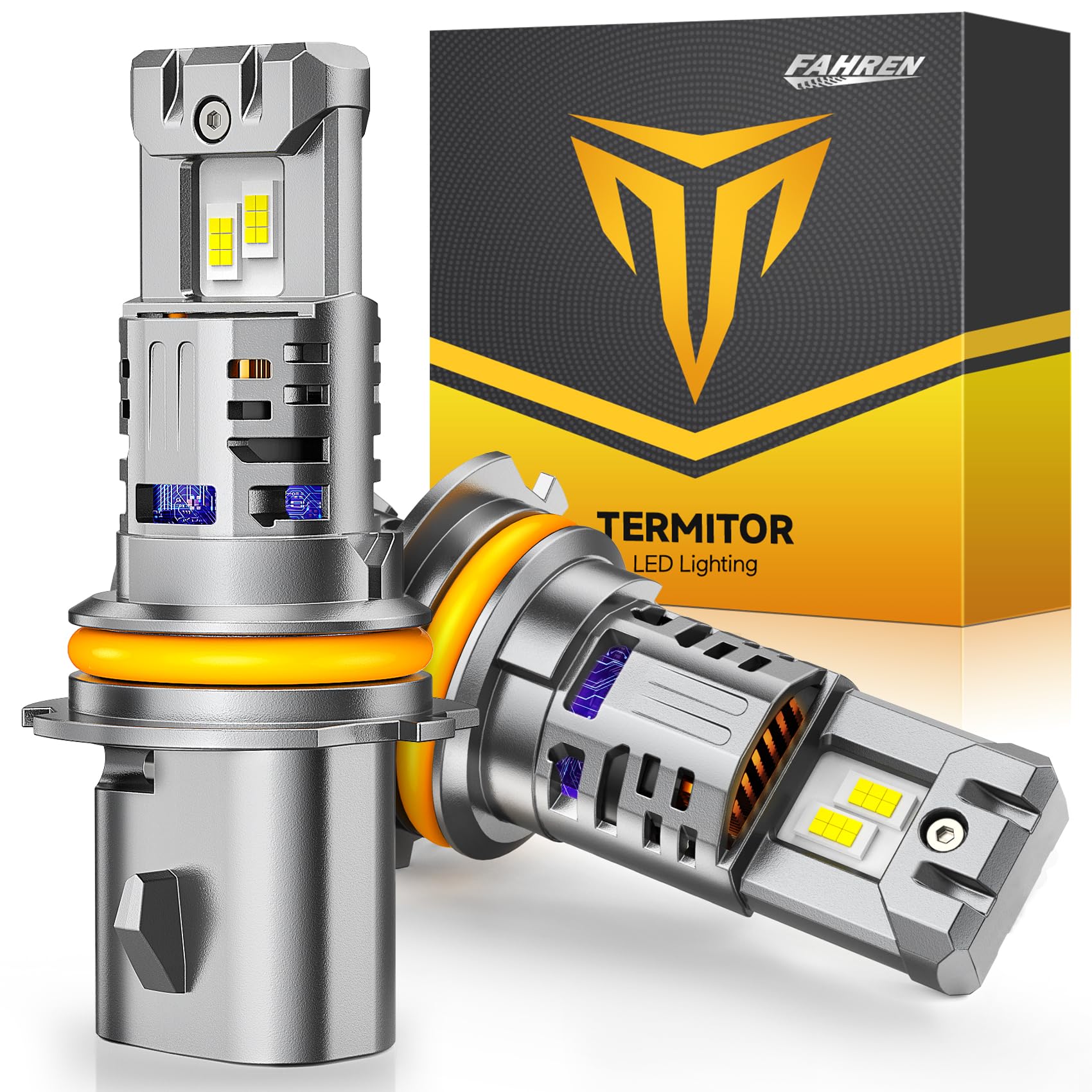 FAHREN Upgraded 9007/HB5 Led Bulbs, 12,00% Brighter 90,000LM Ultra Brightness, Real 1:1 Mini Size,6500K Cool White,IP68 Waterproof fog bulbs, Plug and Play, Pack of 2