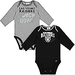 NFL Baby 2-Pack Long Sleeve Bodysuit, Las Vegas Raiders, 6-12 Months Team Color