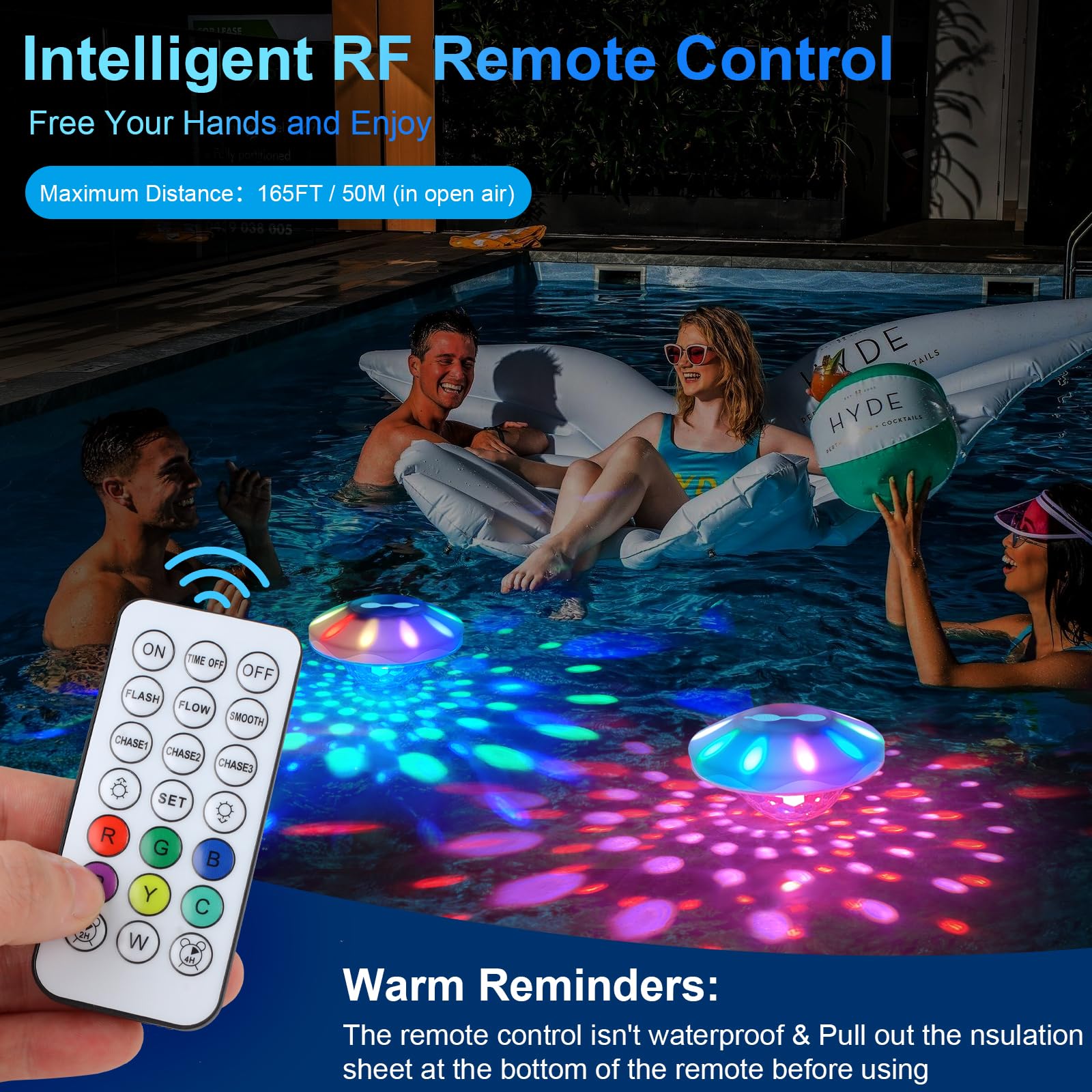 Snapklik.com : TEPENAR Rechargeable Floating Pool Lights: Remote ...