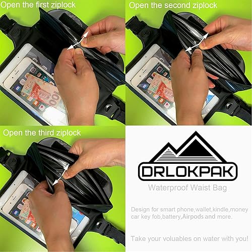 Miniatura 7 de DRLOKPAK Riñonera impermeable con soporte secreto, mantiene tu teléfono, billetera Kindle, reloj y objetos de valor secos, perfecto para surf,