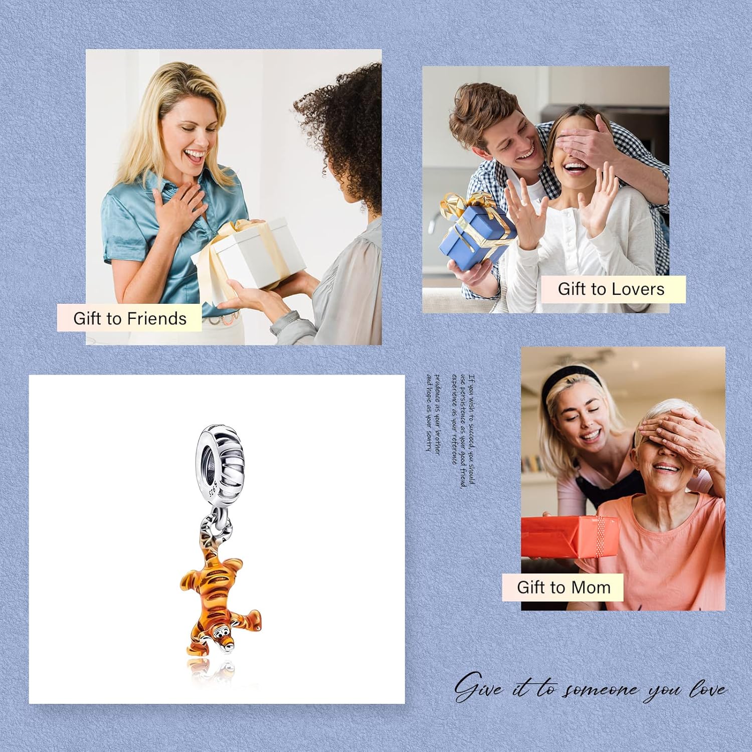 925 Sterling Silver Charms Tiger, bear, little pig Beads For Women Bracelets Necklace 3 Piece/Package (Charm Set- B) - Image 6