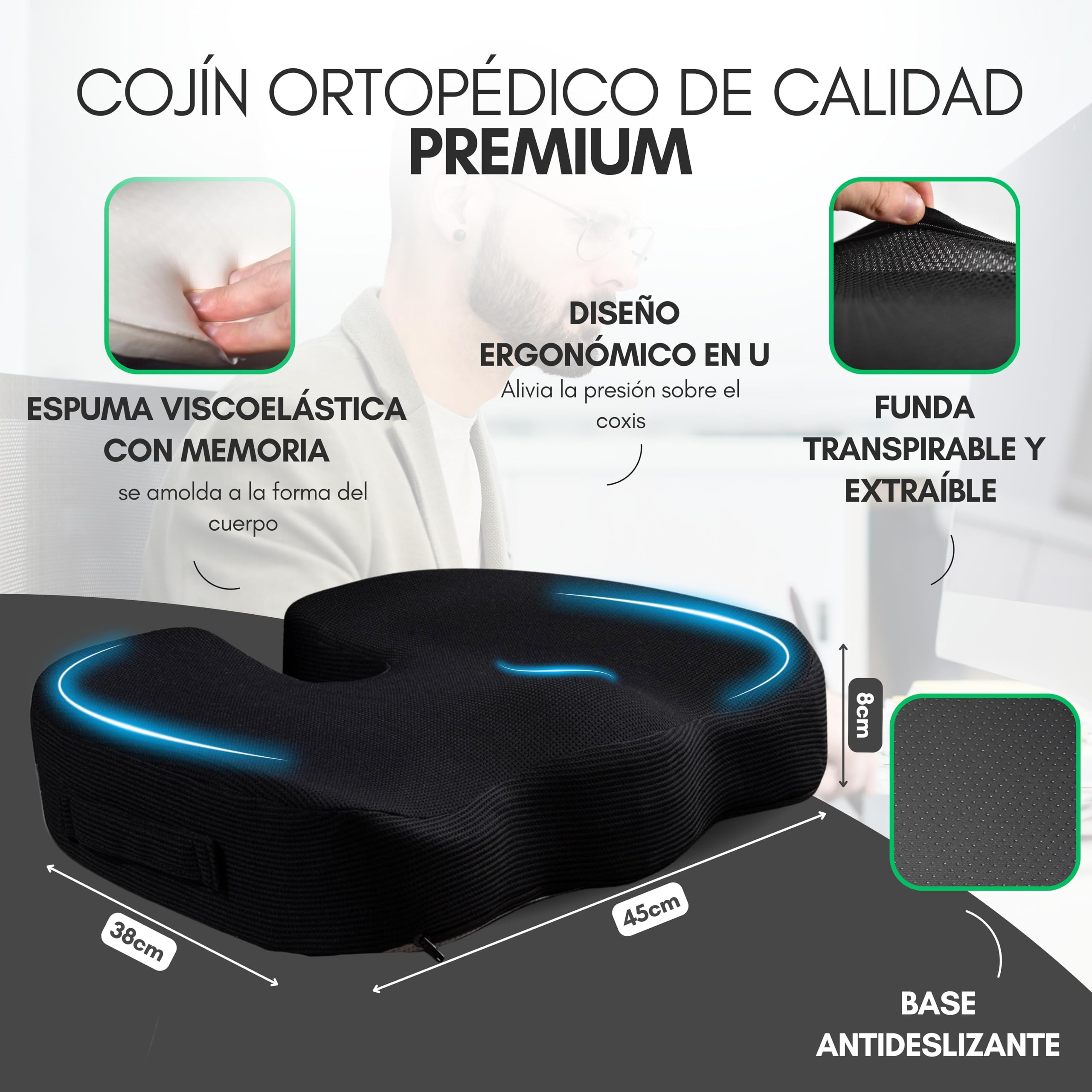 Coussin anti-escarres. Coussin lombaire Chaise de bureau, PDF directives d'exercices, orthopédique, coussin de chaise, coussin de coccyx, coussin viscoélastique, dossier siège de voiture,