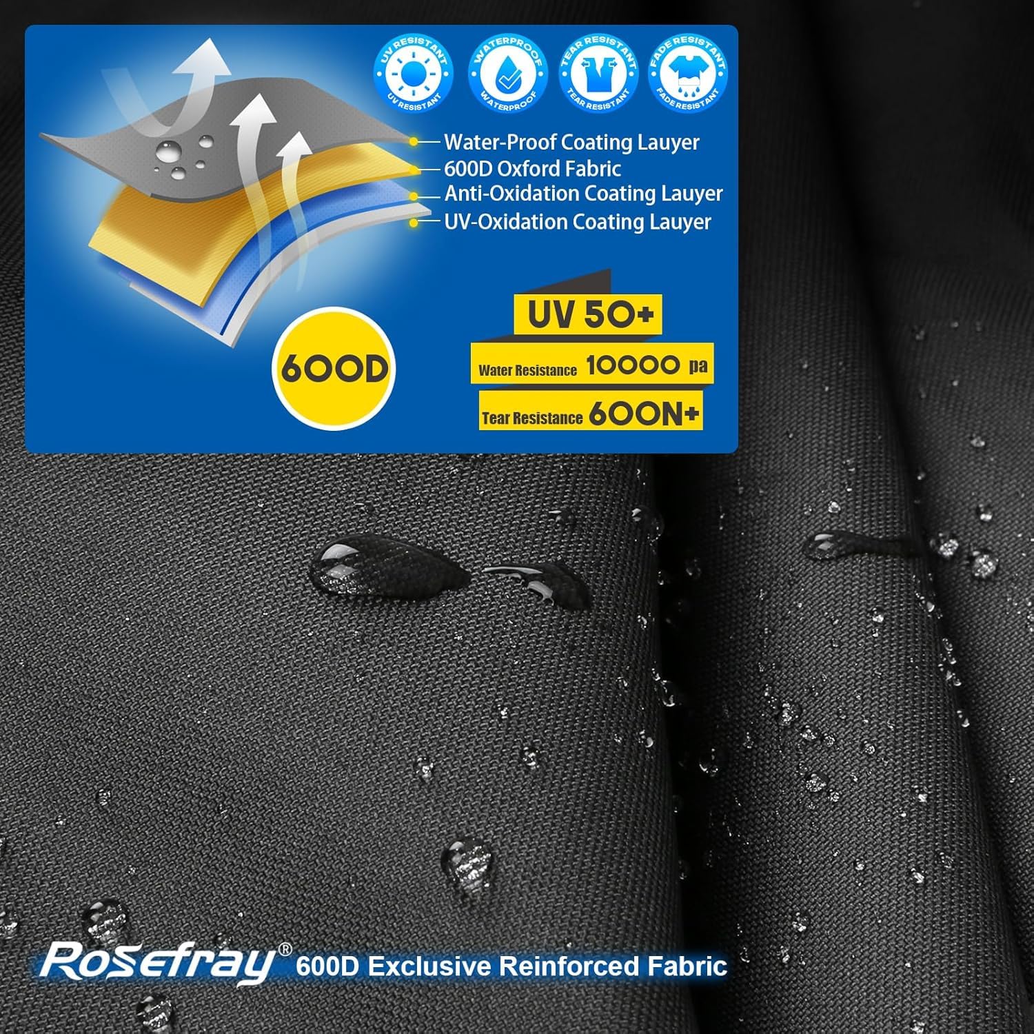 Funda para Motocicleta 600D Resistente para Todas Las Estaciones, Universal, Impermeable, protección Solar al Aire Libre, Duradera, Reflectante Nocturna y Cubierta de vehículo XXL de 96