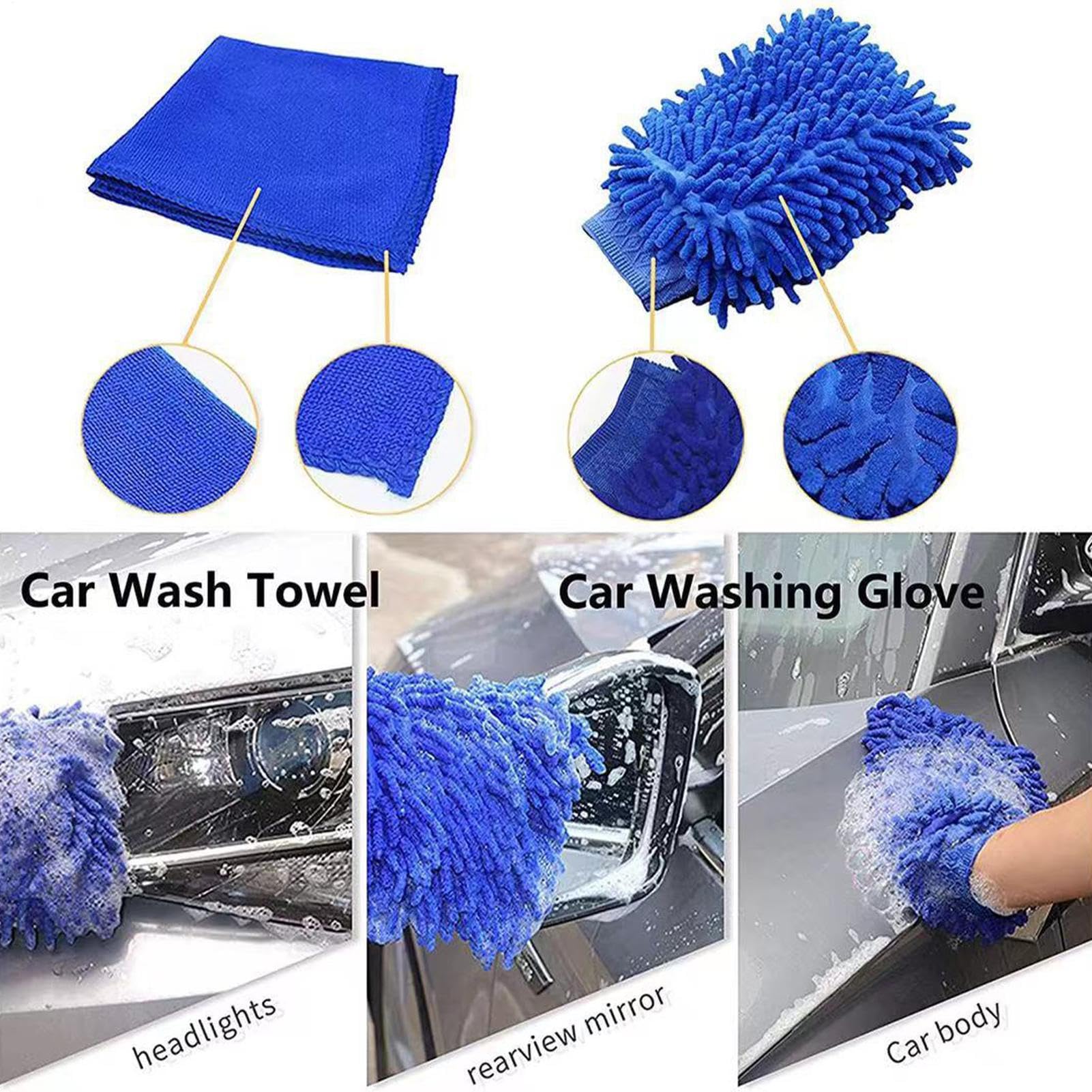Set di lavaggio auto, kit di pulizia per auto, multifunzione, per interni ed esterni, per l'uso di garage per i viaggi a casa