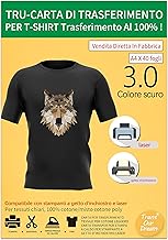 TransOurDream Carta per trasferimento in Tessuto per Cotone Leggero, stampanti a Getto d'inchiostro e Laser, Carta per trasferimento in Tessuto, Fogli A4X40, Colore: Scuro（I-D-3.0-40）