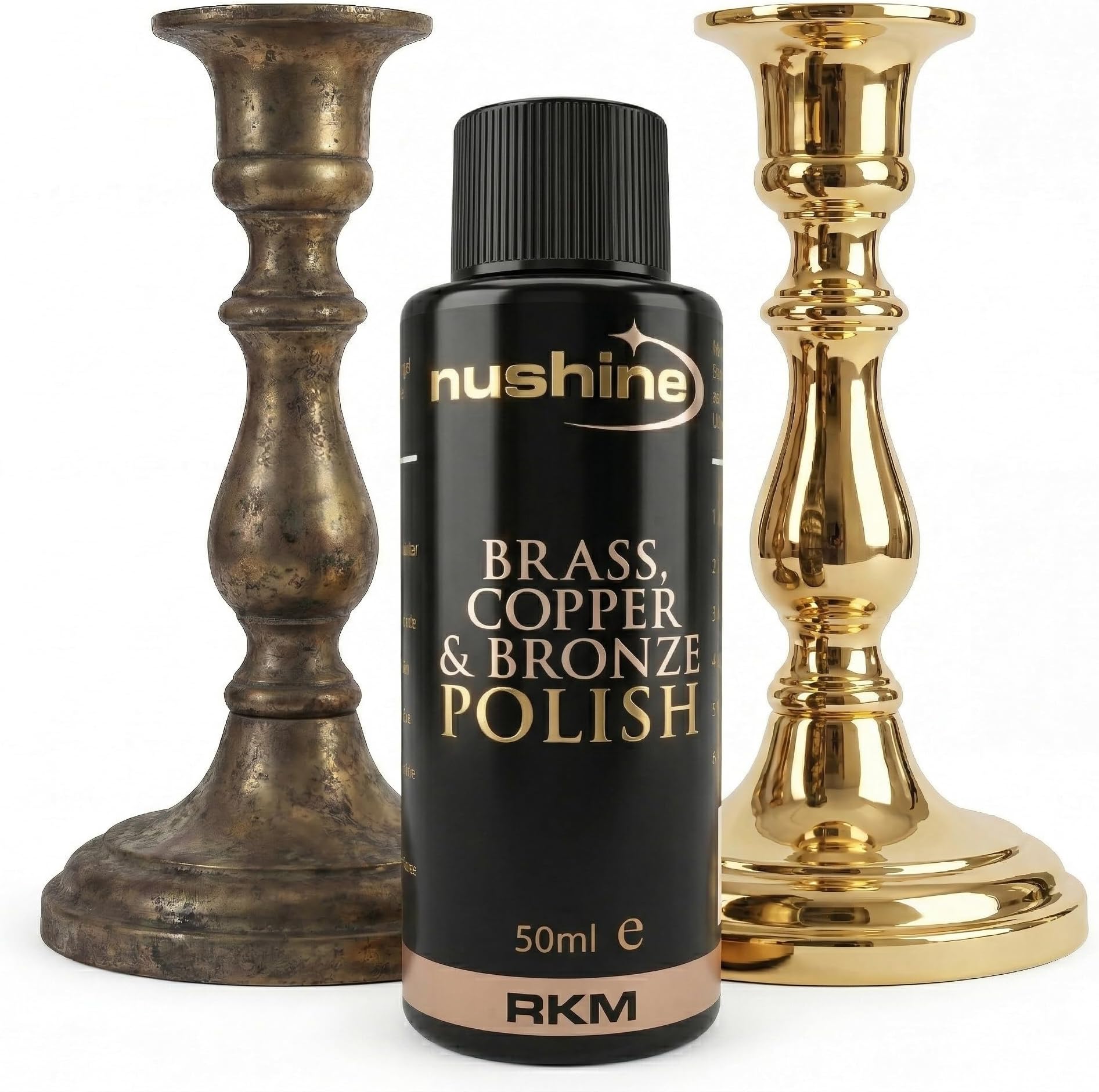 Nushine Brass, Copper & Bronze Polish 50ml, Brass Cleaner, Bronze cleaner, Copper Cleaner - Ecofriendly, Solvent Free & Contains Anti Tarnish Agent to delay Future Tarnish