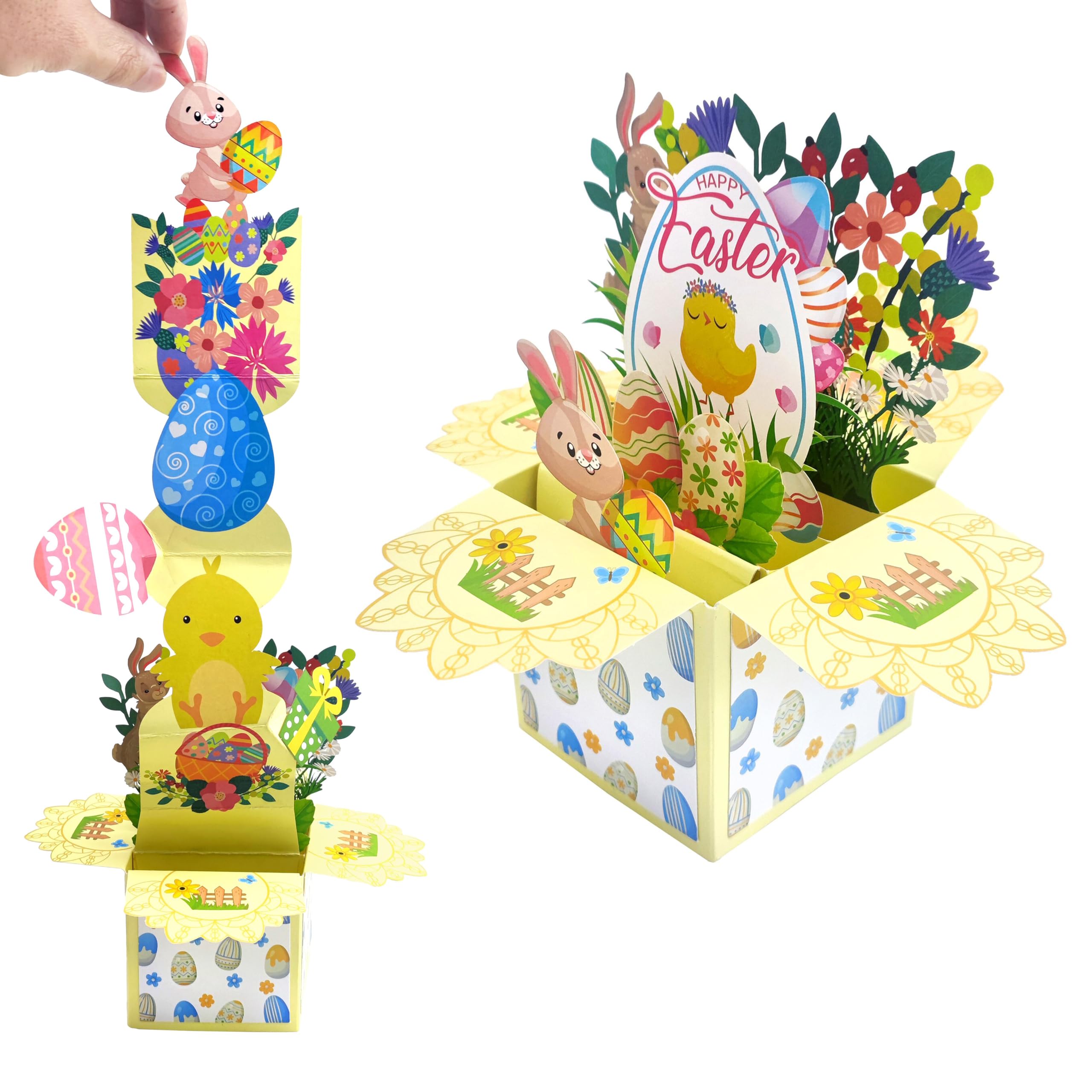 YEZIDE 3D Pop Up Easter Greeting Card with Note Card and Envelope Easter Greeting for Kids Family Friends