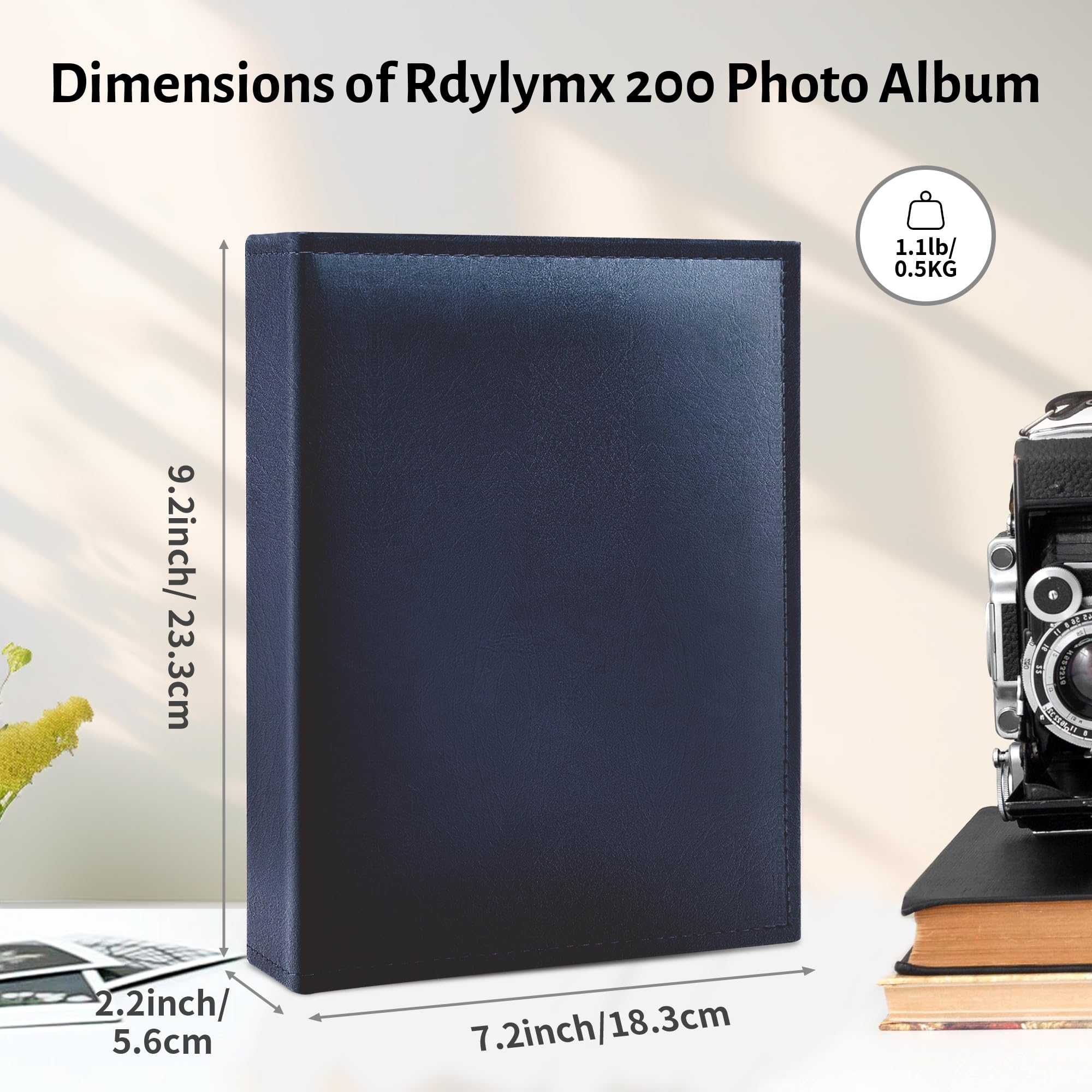 Photo Album 6x4 200 Photos Leather Cover Picture Book with Pockets for Wedding Family Anniversary Baby(Blue) - Image 2