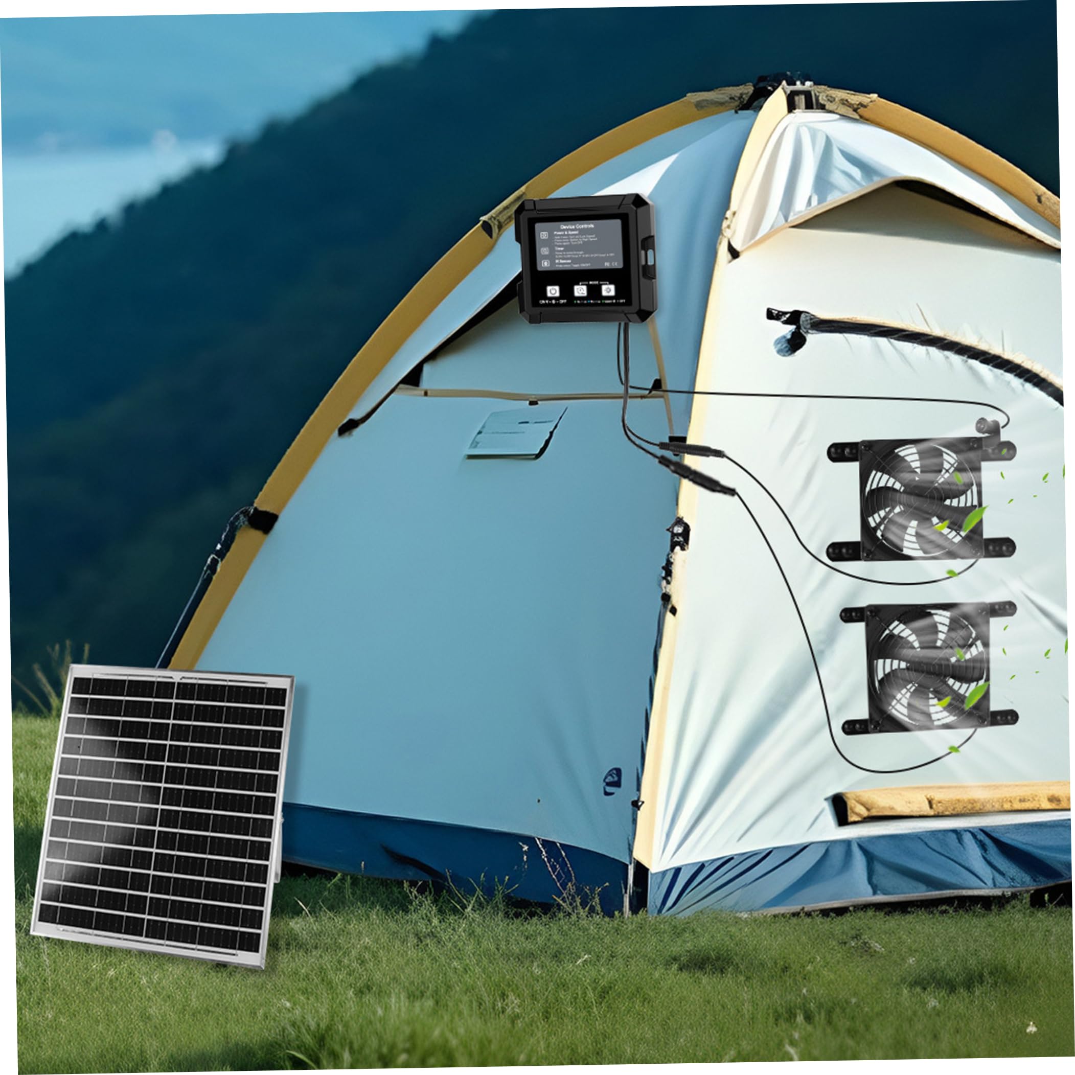 Ventilatore solare per pollaio, doppio ventilatore per pollaio con sensore di luce Avvio/arresto automatico e timer Ventilatori solari per serre, alimentati