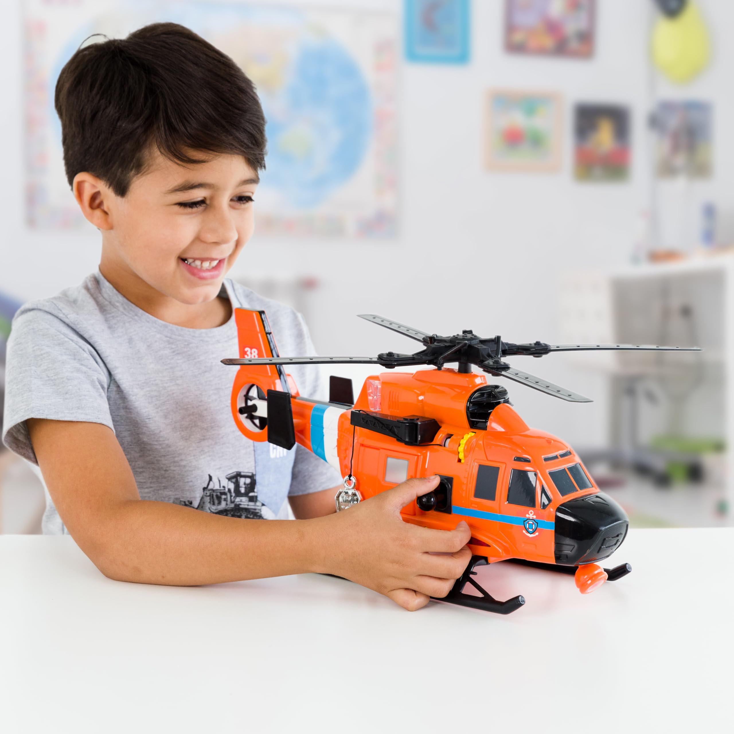 HELICOPTERO DINOSAURIO PILAS LUZ Y SONIDOS CAJA