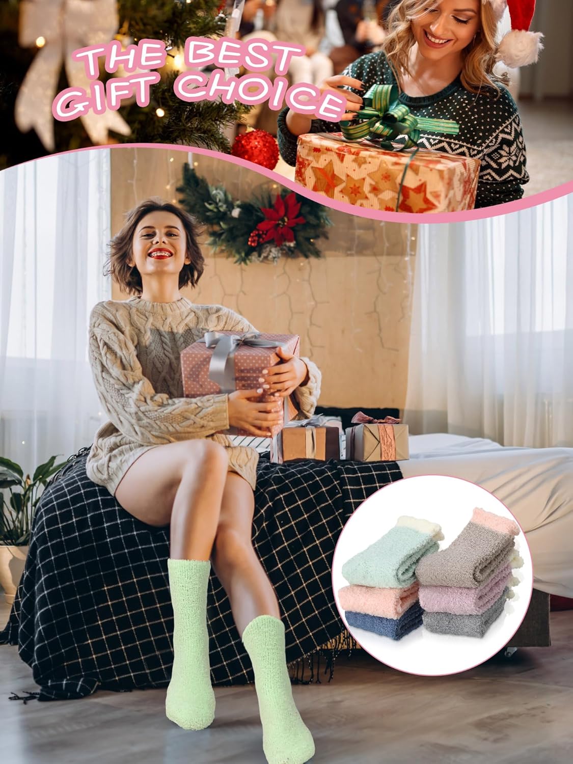 Foaincore 18/36pairs Non Slip Fuzzy Socks with Grips for Women Hospital Slipper Socks Winter Warm Sleep Fluffy Women Gifts - Image 5